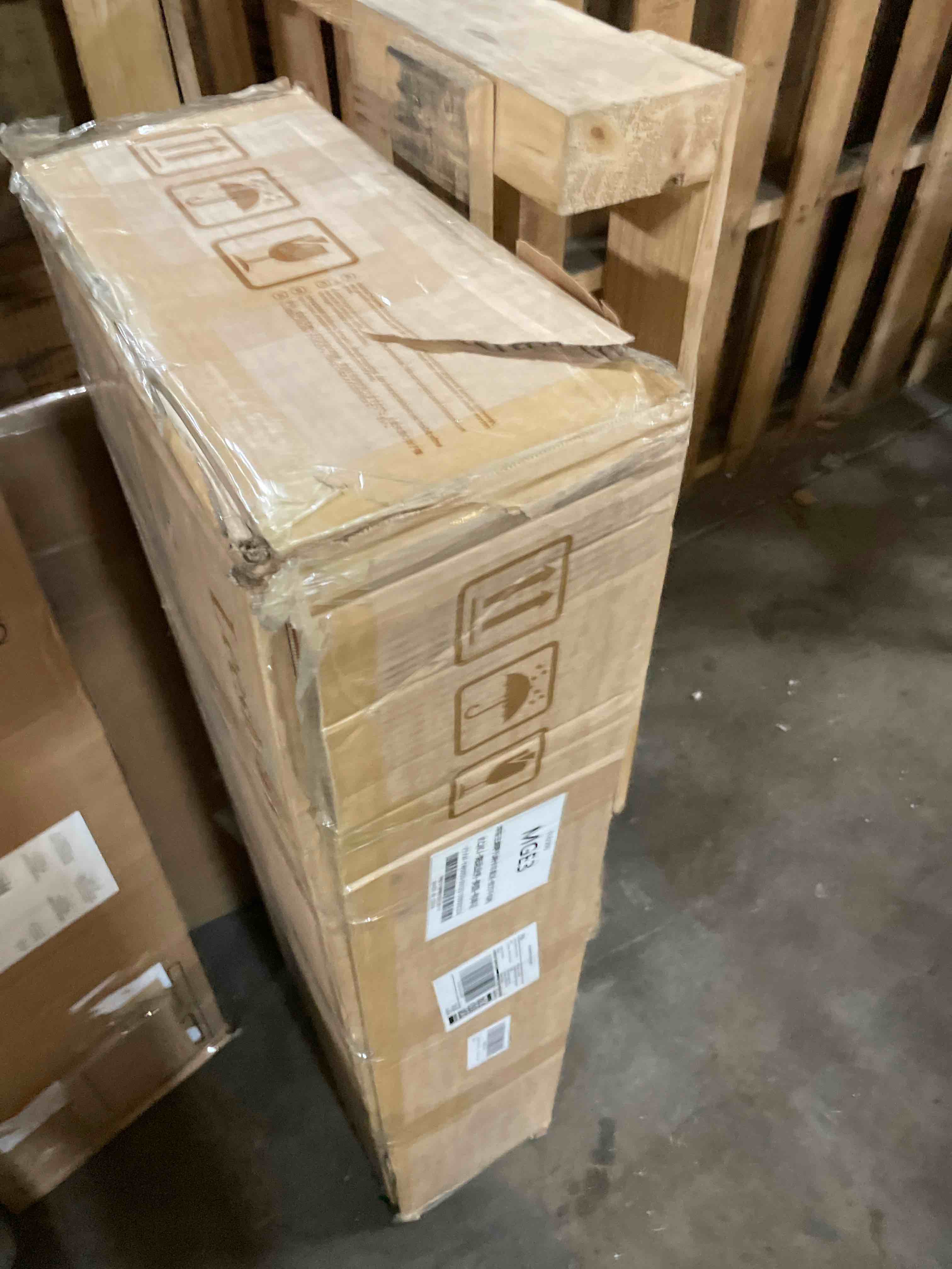 Condition photo showing Good Condition for Wooden Play Kitchen for Toddlers and Kids with Lights & Sounds, Large Interactive Pretend Play Set with Ice Maker, Stove, Sink, Oven, 12 Accessories - Ages 3-8