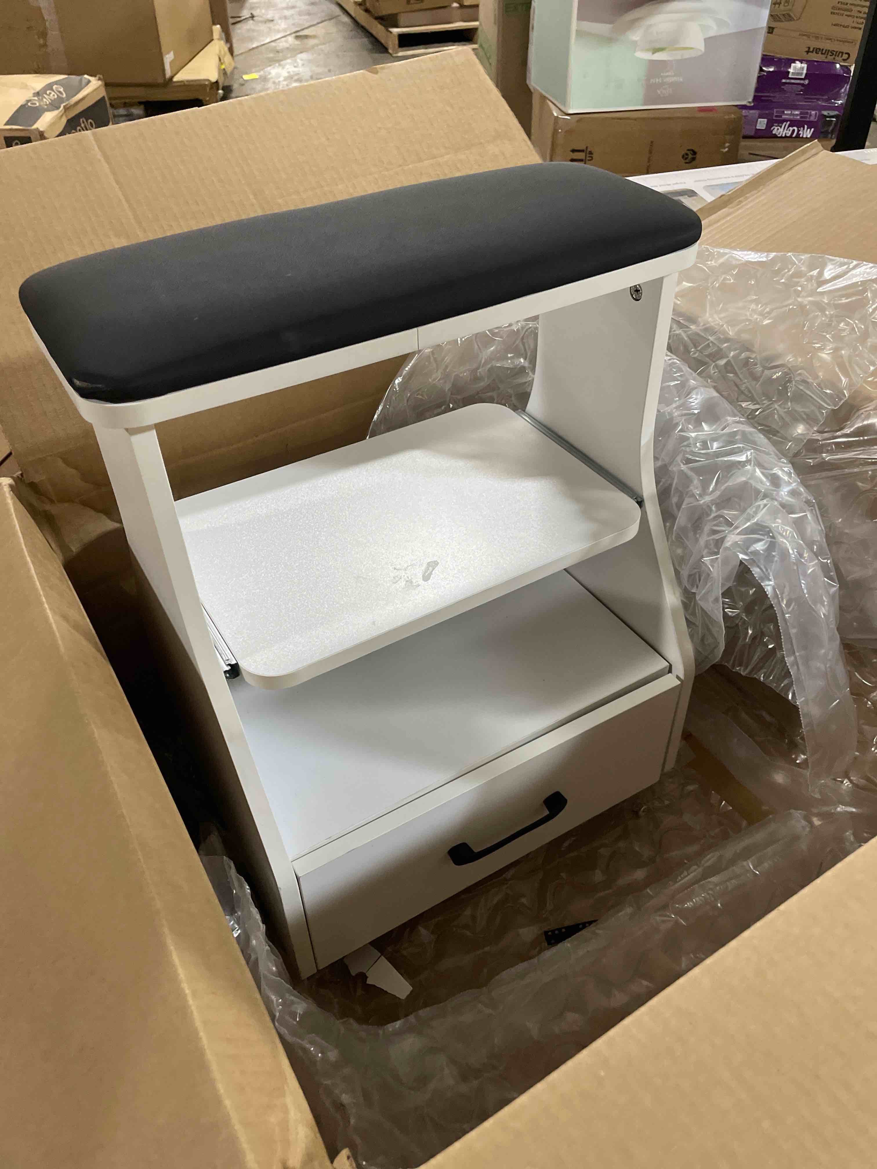 Condition photo showing As Is for Portable Pedicure Foot Rest with Wheels, Pedicure Stool, Trolley for Foot Bath, Spa Cart, Nail Stand, Manicure Furniture for Beauty Salon or Nail Tech Spa, Massage Station (Black)