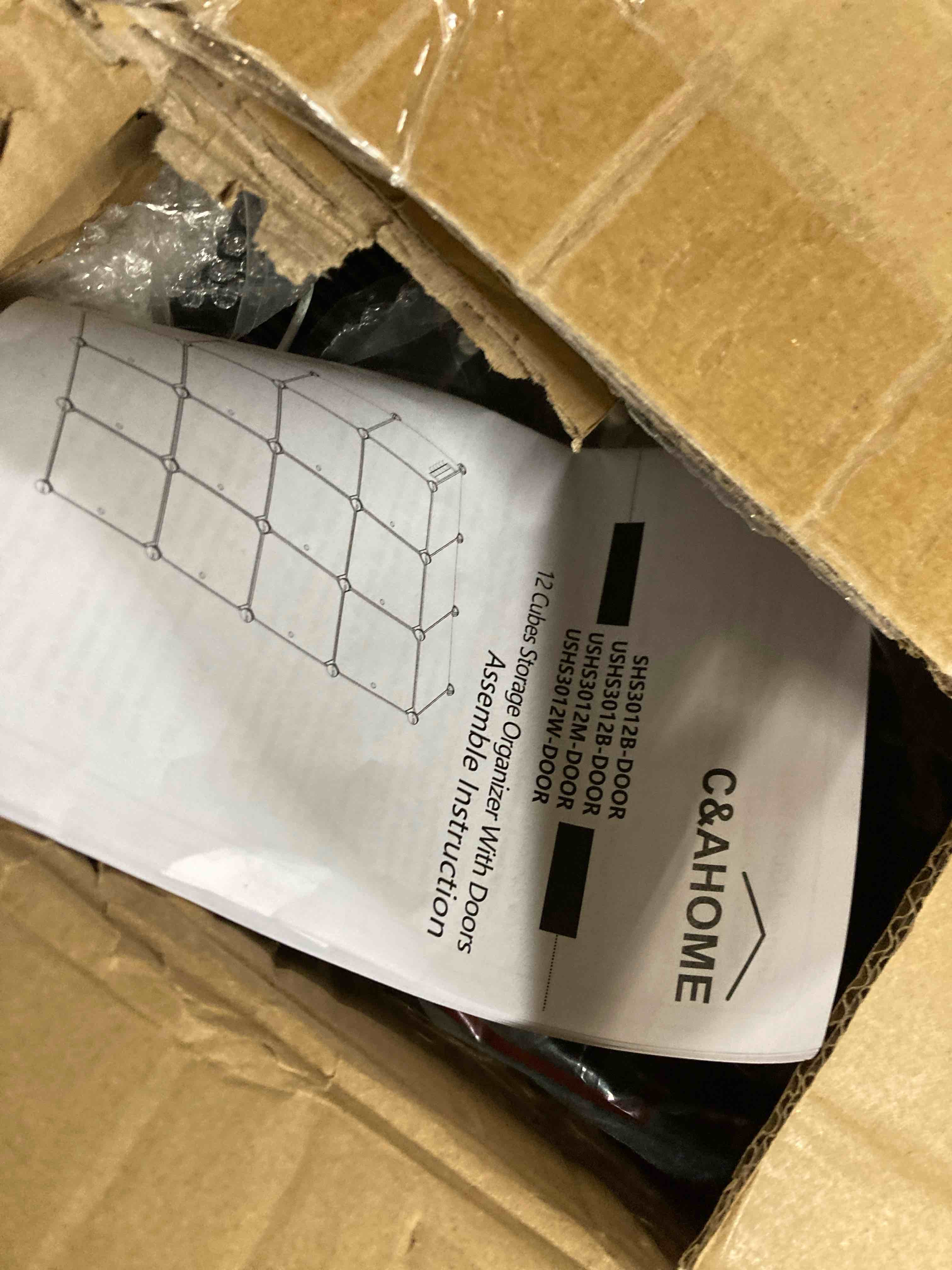 Condition photo showing New/Like New for C&AHOME Cube Storage Organizer with Doors, 12-Cube Shelves, Closet Cabinet, DIY Plastic Modular Bookshelf Ideal for Bedroom, Living Room, 36.6”L x 12.4”W x 48.4”H Black USHS3012B-DOOR