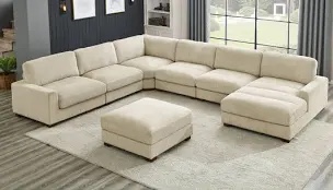 Azuri 7 - Piece Upholstered Section Beige (One Armless chair) (One Left Armchair) (Incomplete)