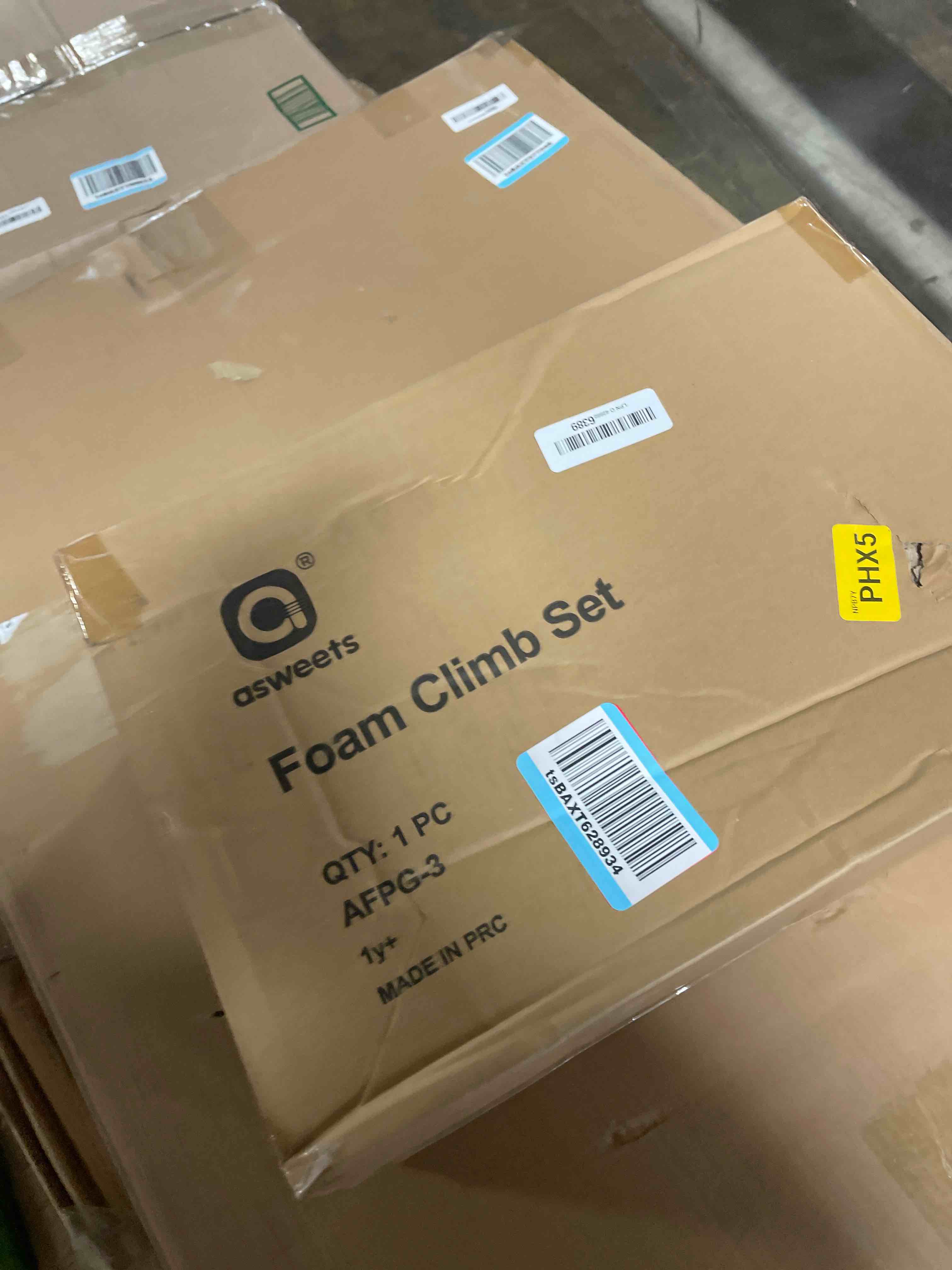 Condition photo showing New/Like New for Asweets 4 in 1 Foam Climbing Blocks for Toddlers, Indoor Soft Climb and Crawl Play Climbing Toys for Creativity & Imagination, (Linen-Blue-Pink) 31.5''L x 15.4''W x 16.9''H Linen-blue-pink