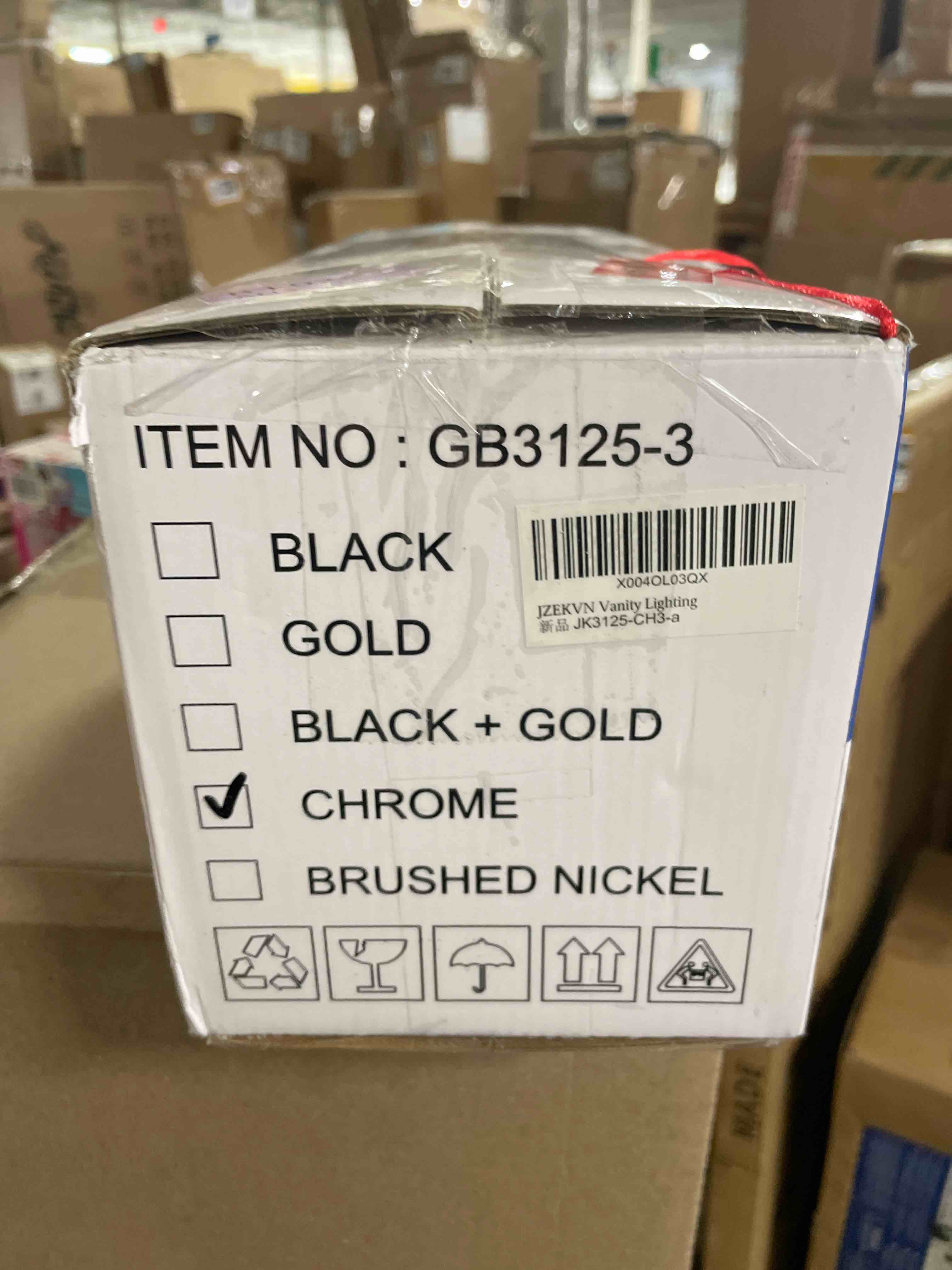 Condition photo showing New/Like New for Modern LED Bathroom Lights Fixtures(3-Light),Stainless Steel Chrome Acrylic Wall Lighting,Vanity Lights for Bathroom Over Mirror(6000K 16in) 16.14 in Chrome