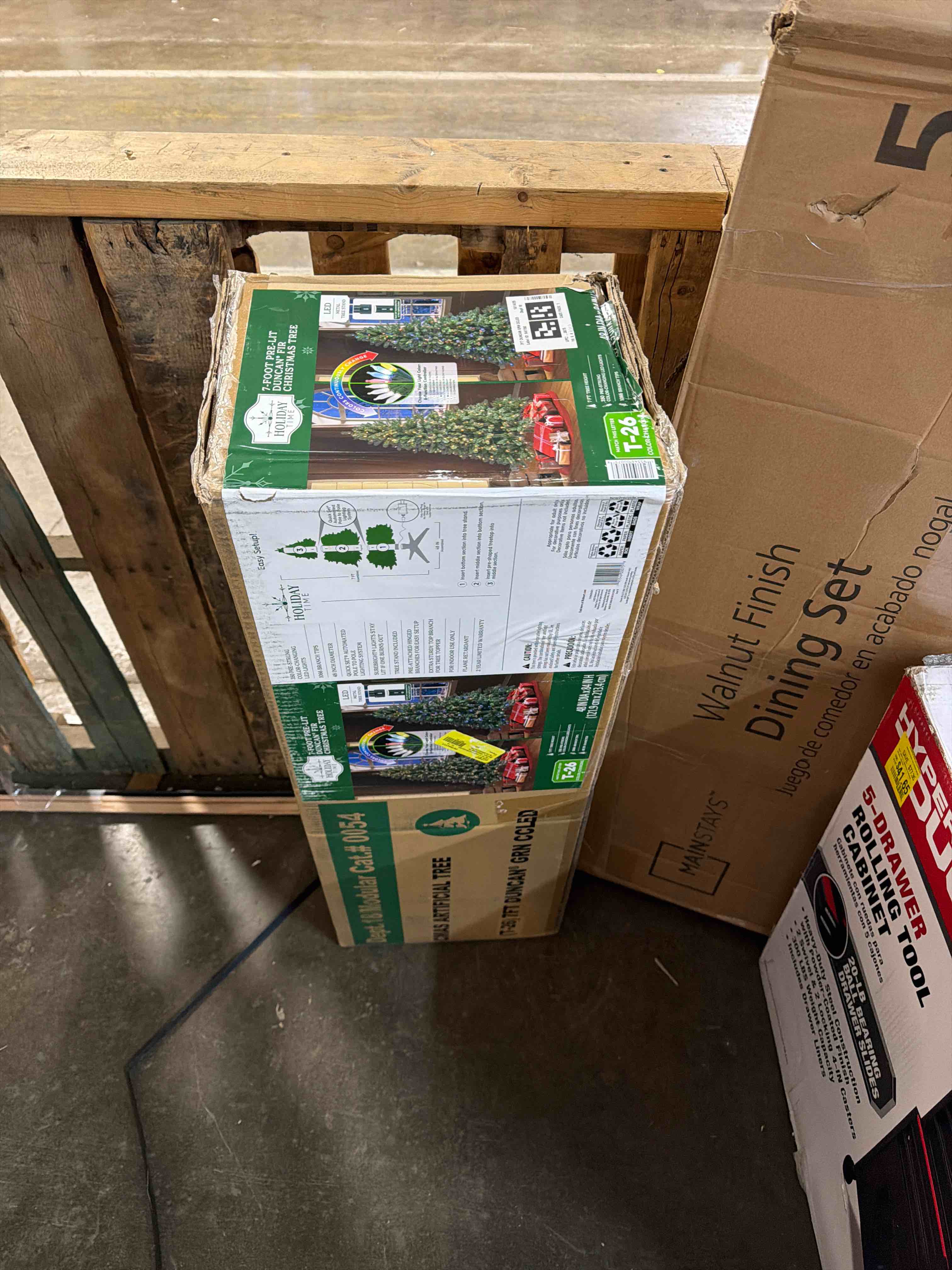 Condition photo showing As Is for Holiday Time Duncan™ 7' Pre-Lit Regular Full Quick Set® Fir Christmas Tree - White