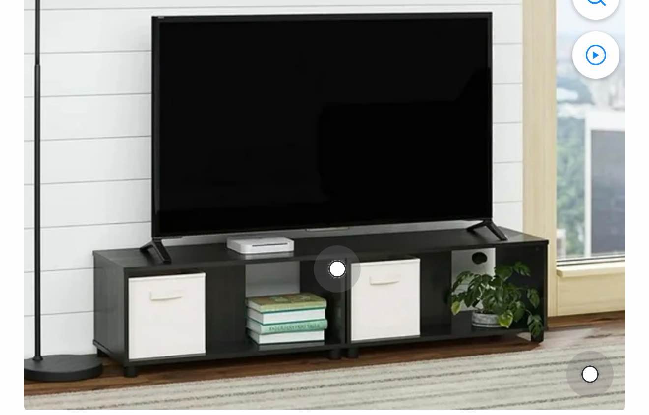 Mainstays Expandable Side by Side or Stacking TV Stand for TVs up to 70 inches, Black Oak