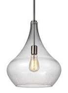 generation lighting 6528201-962 mora one light pendant hanging modern fixture, brushed nickel