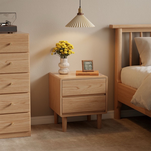 Solid Wood Mid-Century Modern Nightstand