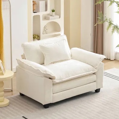 53" Comfy Cloud Couch Deep Seat Sofa Chair With Throw Pillow For Li