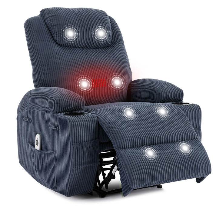 Garvee Electric Recliner Chair with Massage and Heat, Ultra-Comfortable 135° Blue