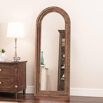 MELOMOIR Rustic Farmhouse Full Length Mirror, 64"x21" Wood Frame Floor Mirror, Free Standing Mirror Leaning Hanging Mirror, Long Mirror for Bedroom Living Room Cloakroom, Wood