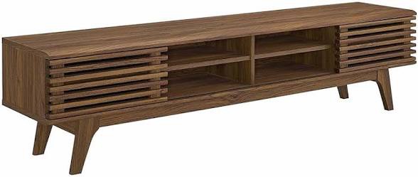 modway render 70" mid-century modern low profile media console tv stand, 70 inch, walnut walnut