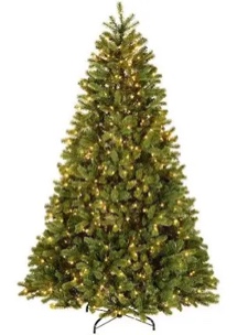 National Tree Company Pre-Lit 'Feel Real' Artificial Full Downswept Christmas Tree, Green, Douglas Fir, Dual Color LED Lights, 7.5 feet