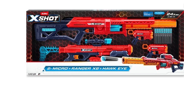 xshot excel combo pack ranger x8, hawkeye, and 2 micros by zuru, for ages 8+ 