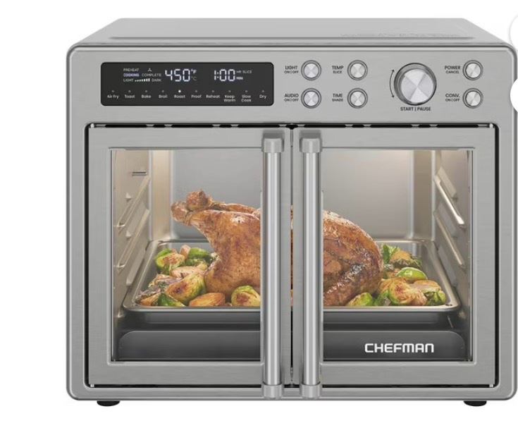 chefman 10-in-1 stainless steel french door toaster oven air fryer