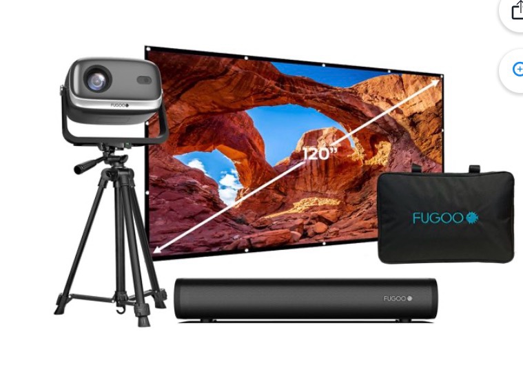 Fugoo Outdoor Projector & Soundbar Bundle with Tripod & 120" Foldable Screen
