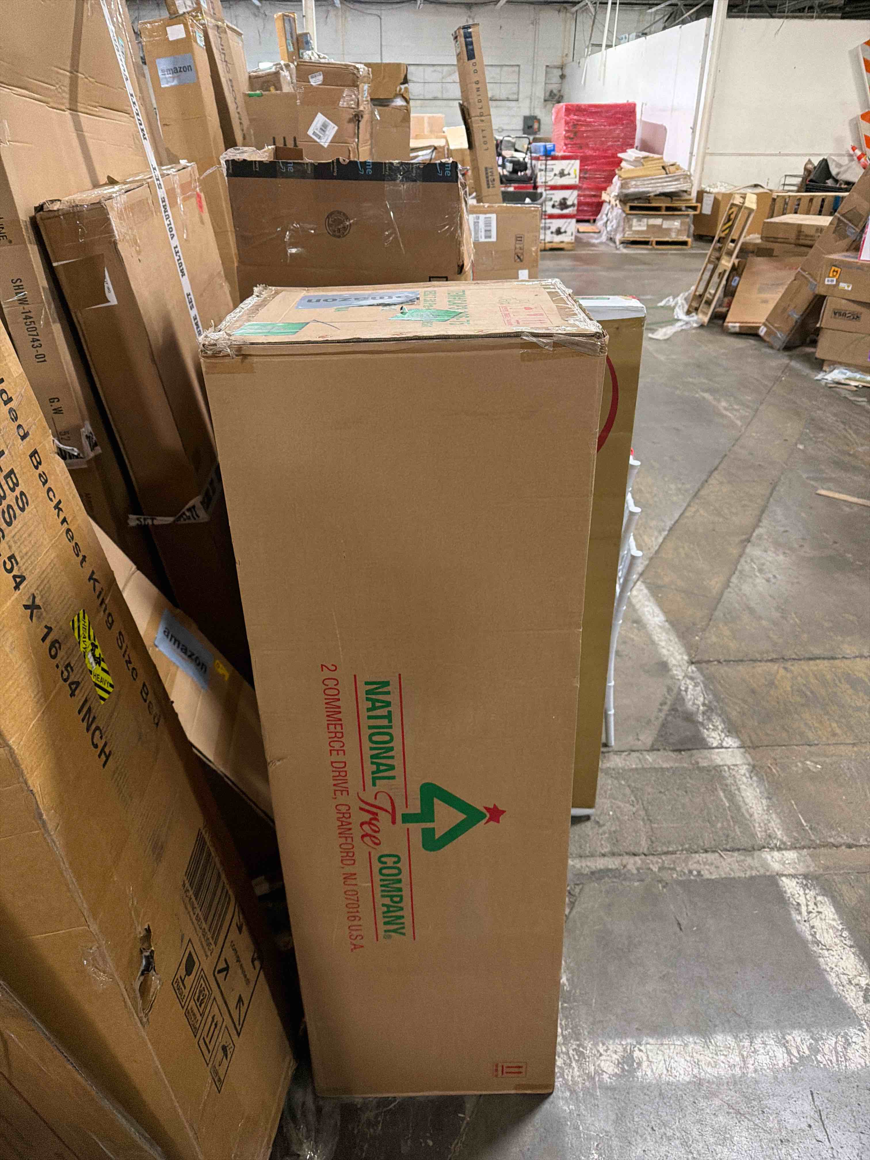 Condition photo showing New/Like New for national tree company 7.5 ft pre-lit dunhill fir artificial christmas tree, 700 led lights, 2,514 tips, foot pedal, 10 light functions, includes stand, green