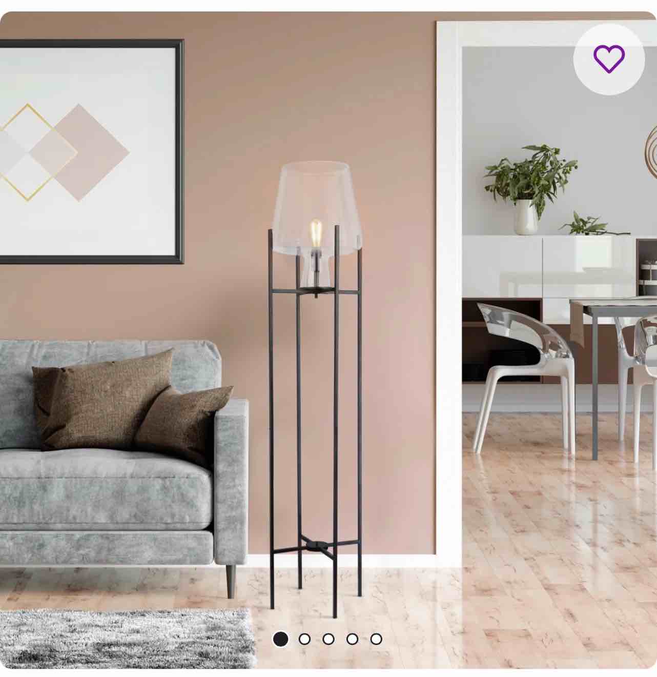 61"H Nadia Glass Bowl Modern Floor Lamp