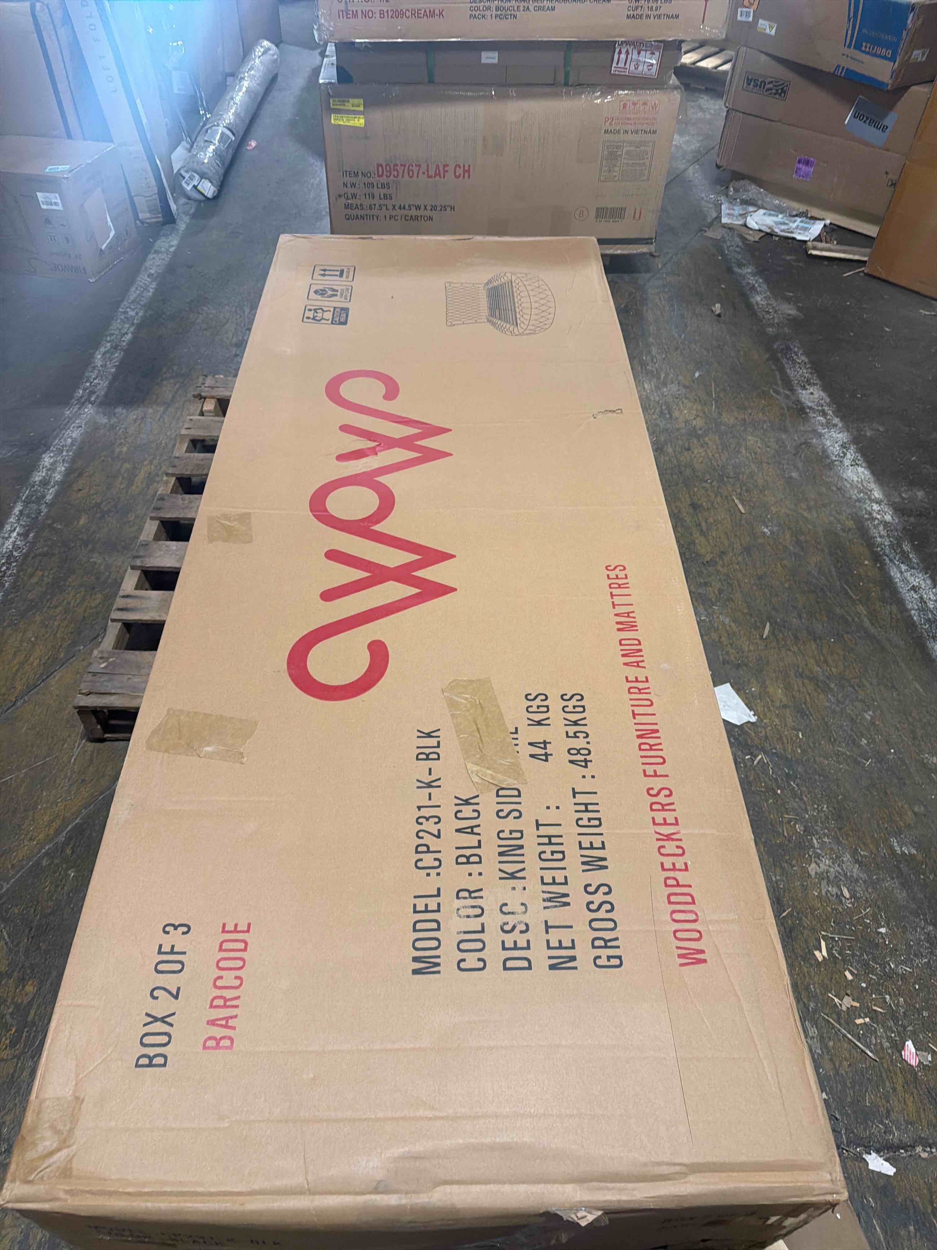 Condition photo showing As Is for upholstered round storage bed (black, king (u.s. standard))