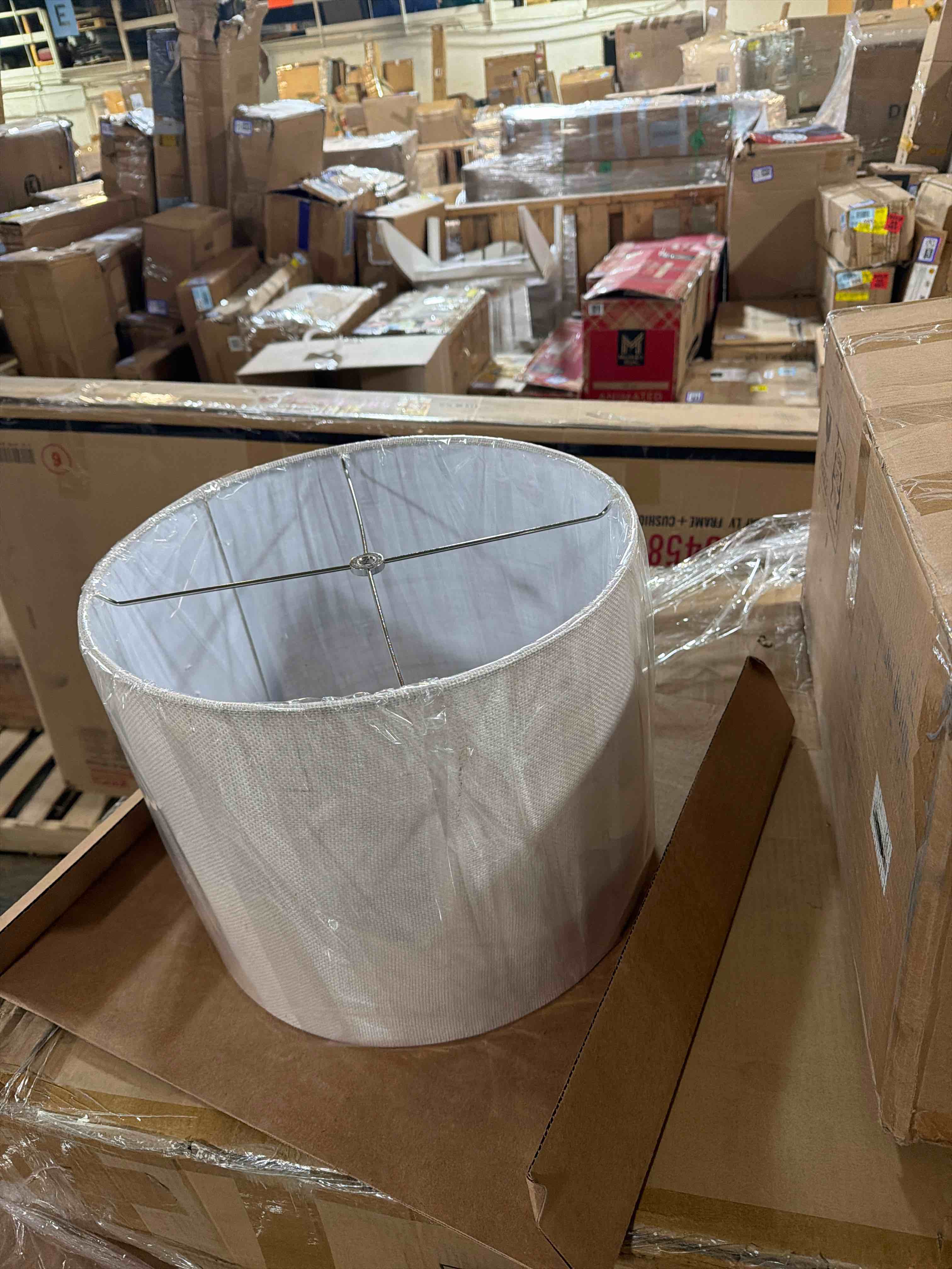 Condition photo showing New/Like New for melloway hardback drum lampshade spider fitting lamp shade (white, 14x16x10.5h)
