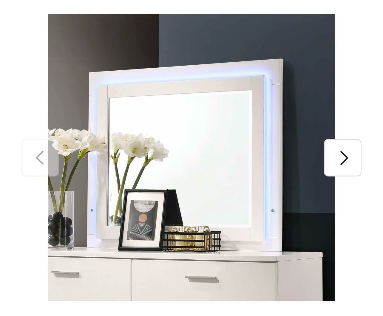 Felicity Glossy White Dresser Mirror (No LED Lights)