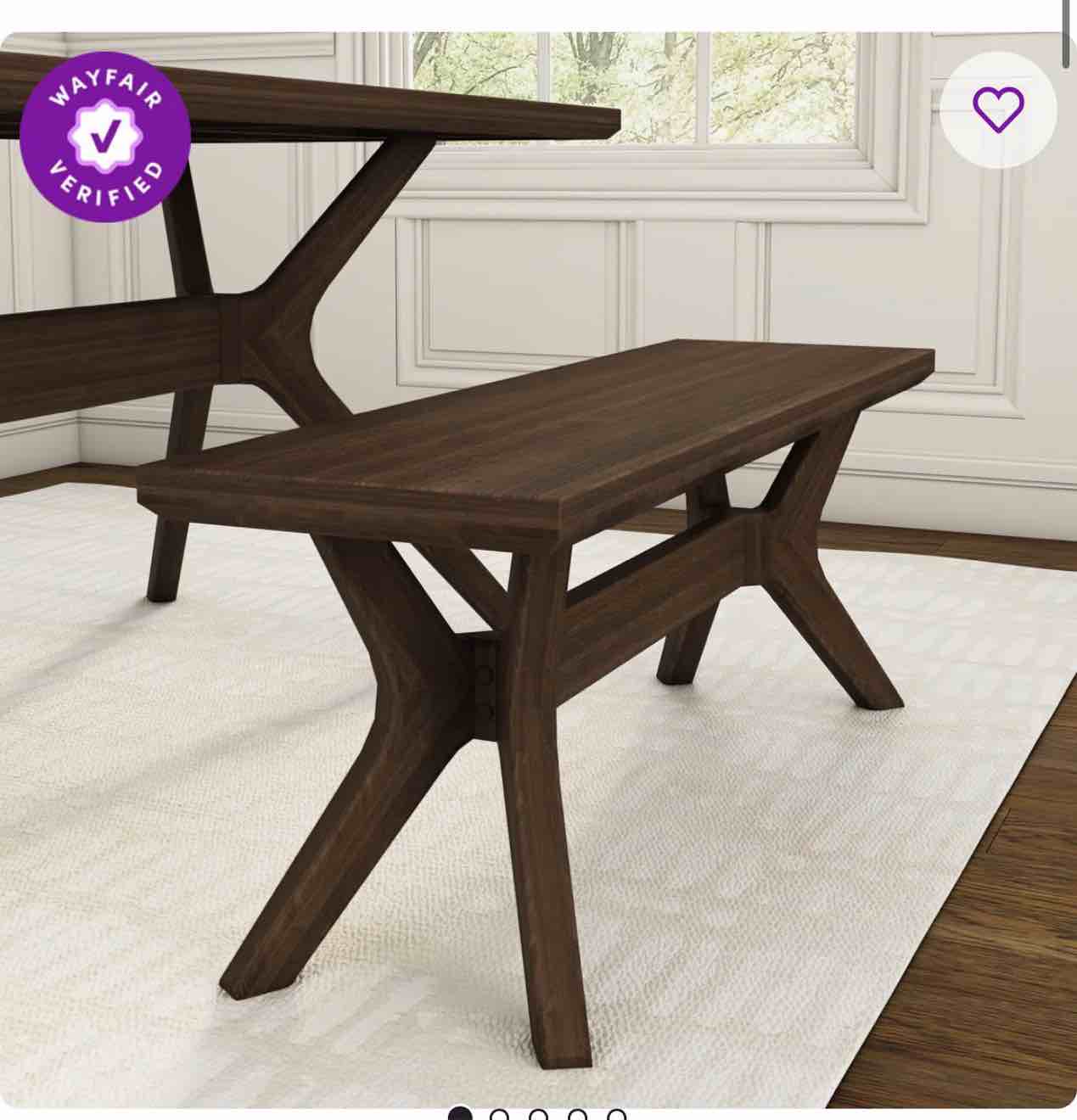 Muhsina Cross Leg Dining Room Bench (60in/1520mm)