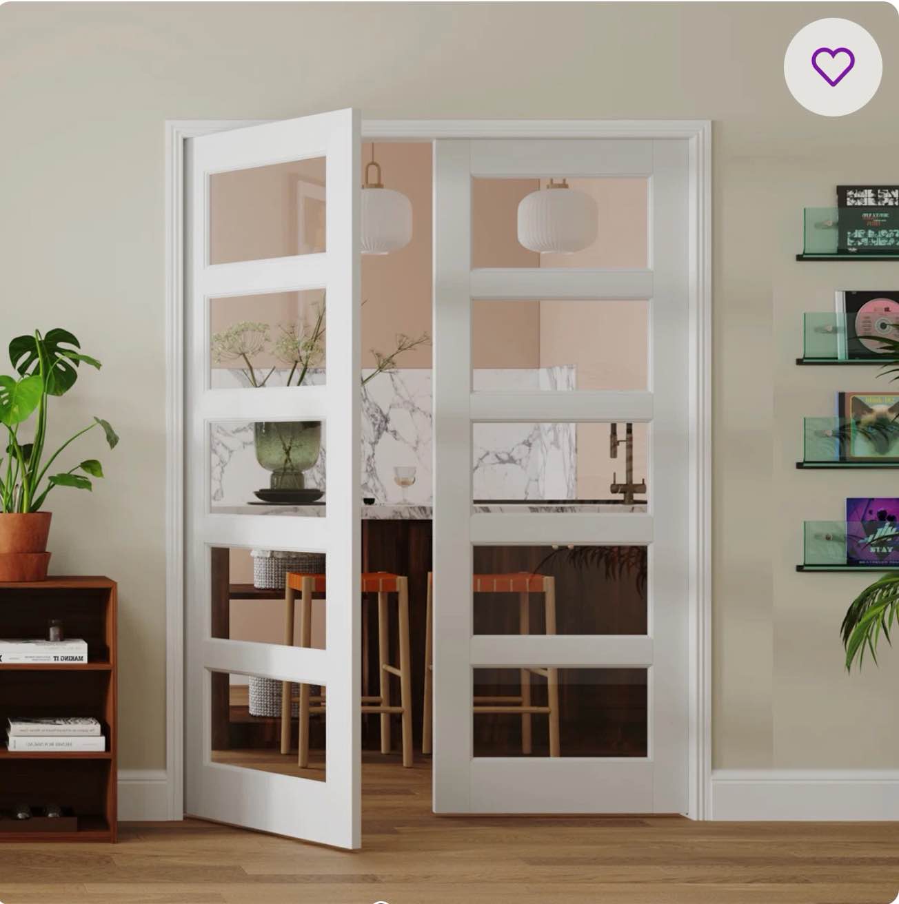 door slab 5 lite clear glass design manufacture wood white primed interior franch doors slab (no hinge and installation hardware kit /handles)