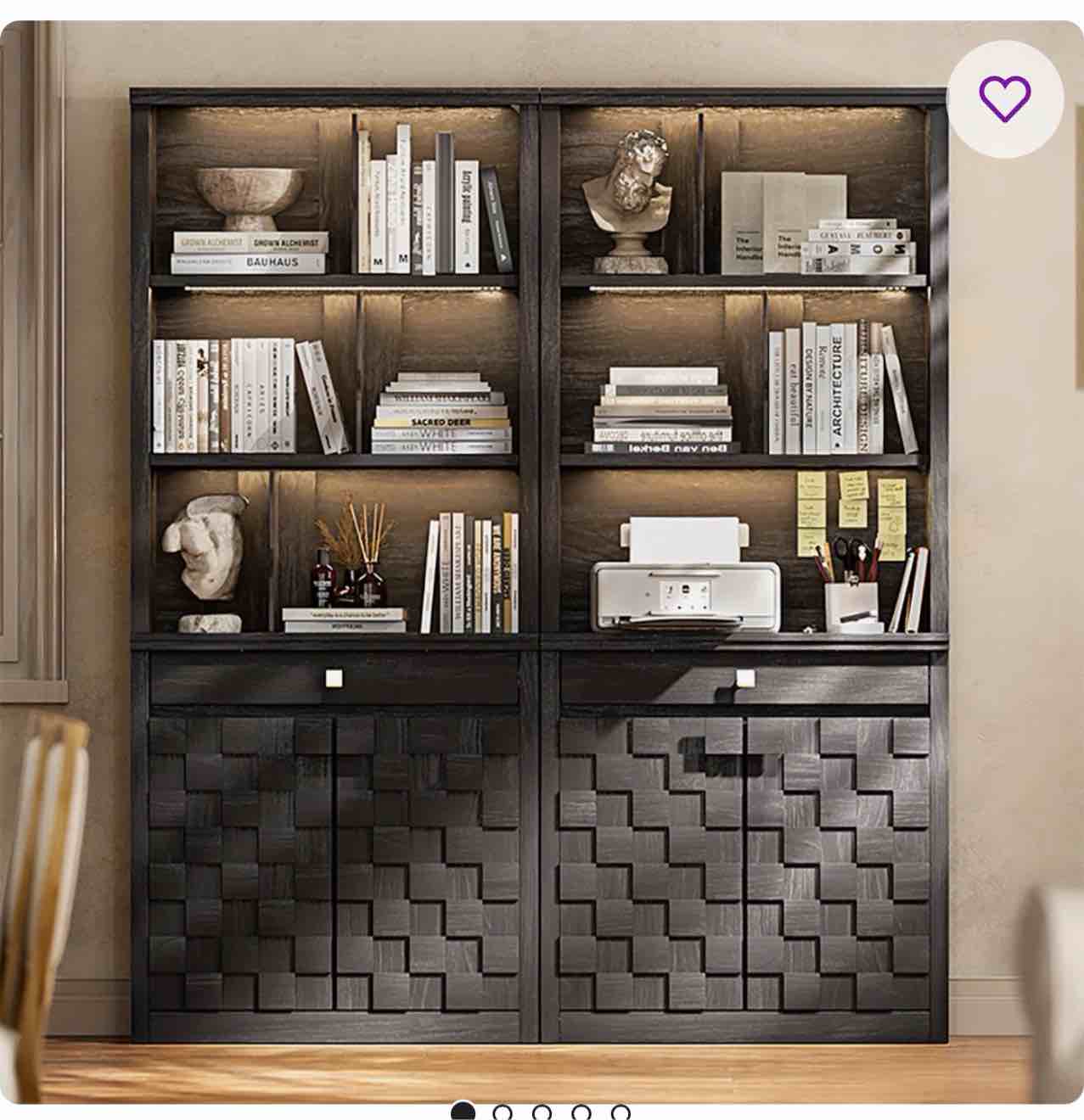 72.2" Tall Bookshelf & Bookcase Set of 2, 6-Tier Bookshelf with LED Lights and Open Shelves, Modern Display Storage Cabinet with Drawer and Doors for Home Office, Living Room, Bedroom (2 Pieces) (Set of 2)