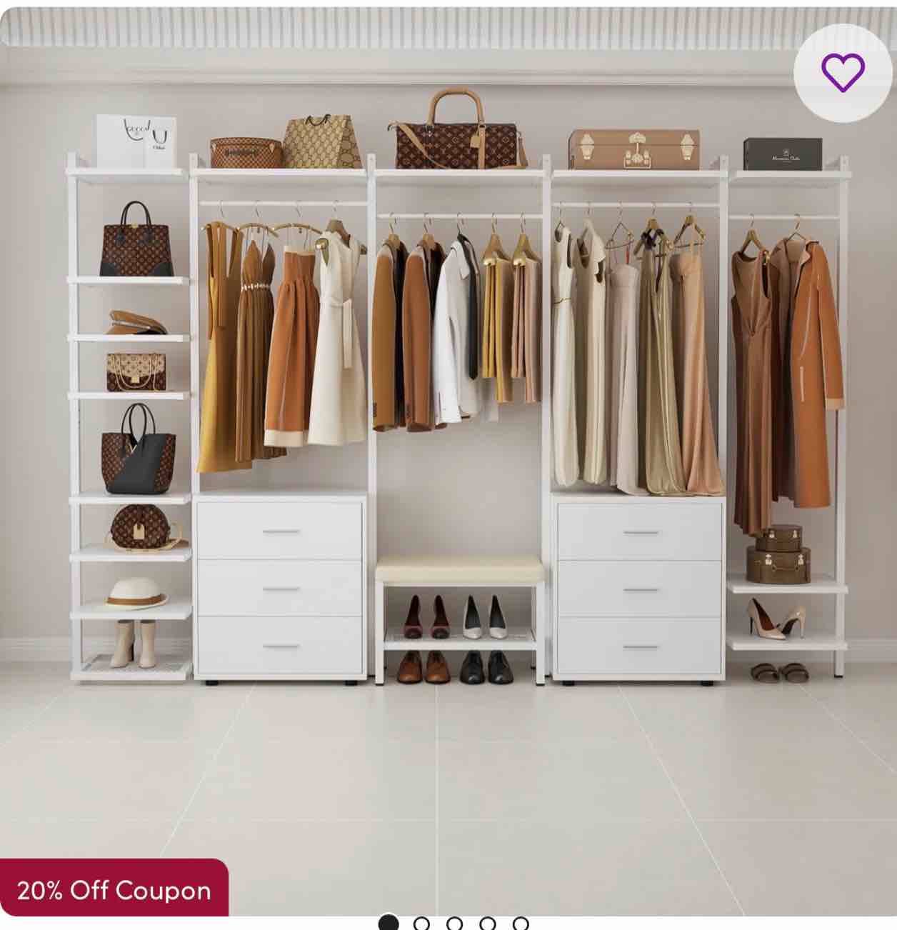 Strathaven Walk in Closet System with 6 Closet Drawers