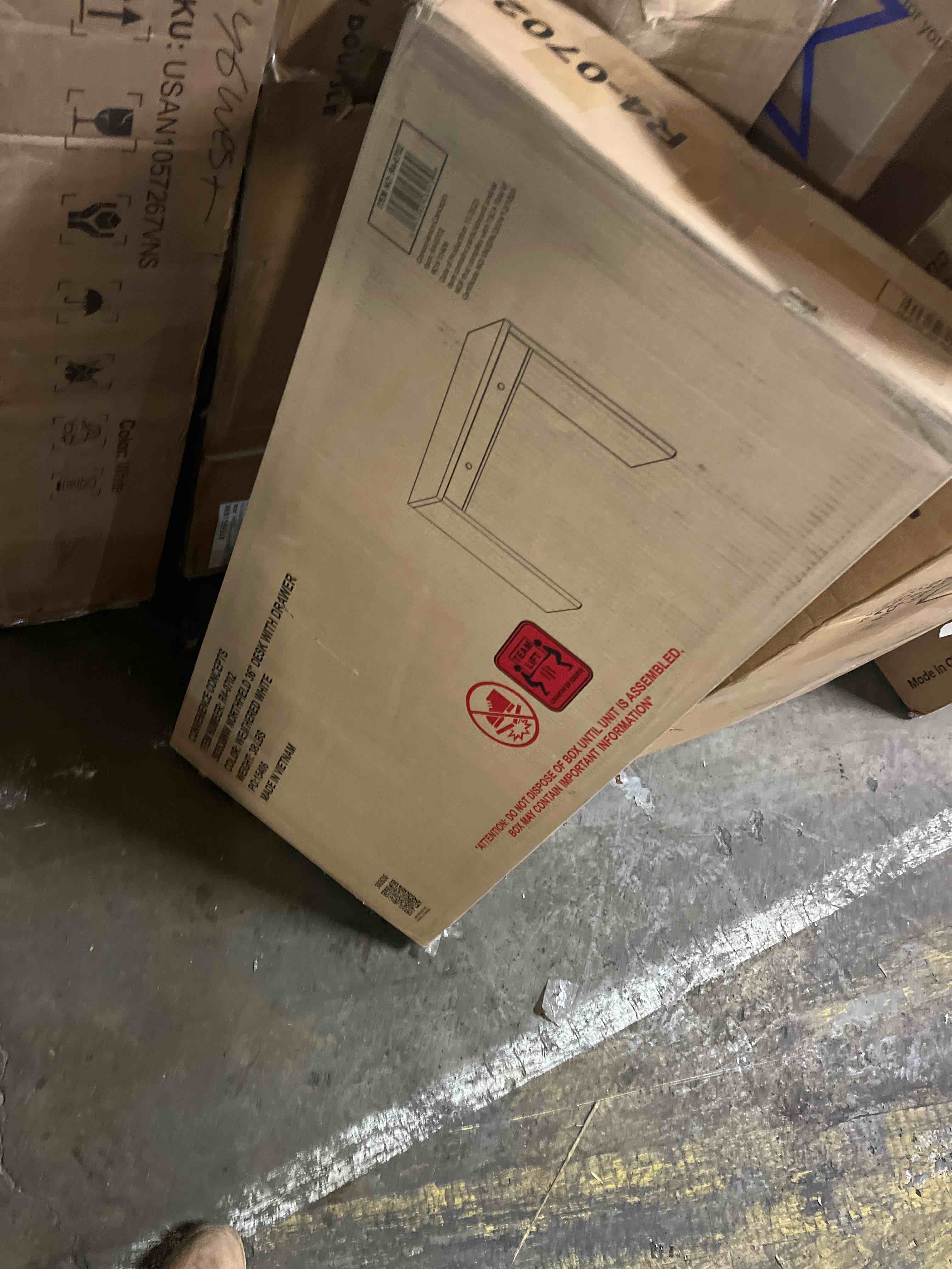 Condition photo showing New/Like New for Convenience Concepts Northfield Console Table 48" - Modern Living Room, Contemporary Entryway Hall, Foyer Display, White