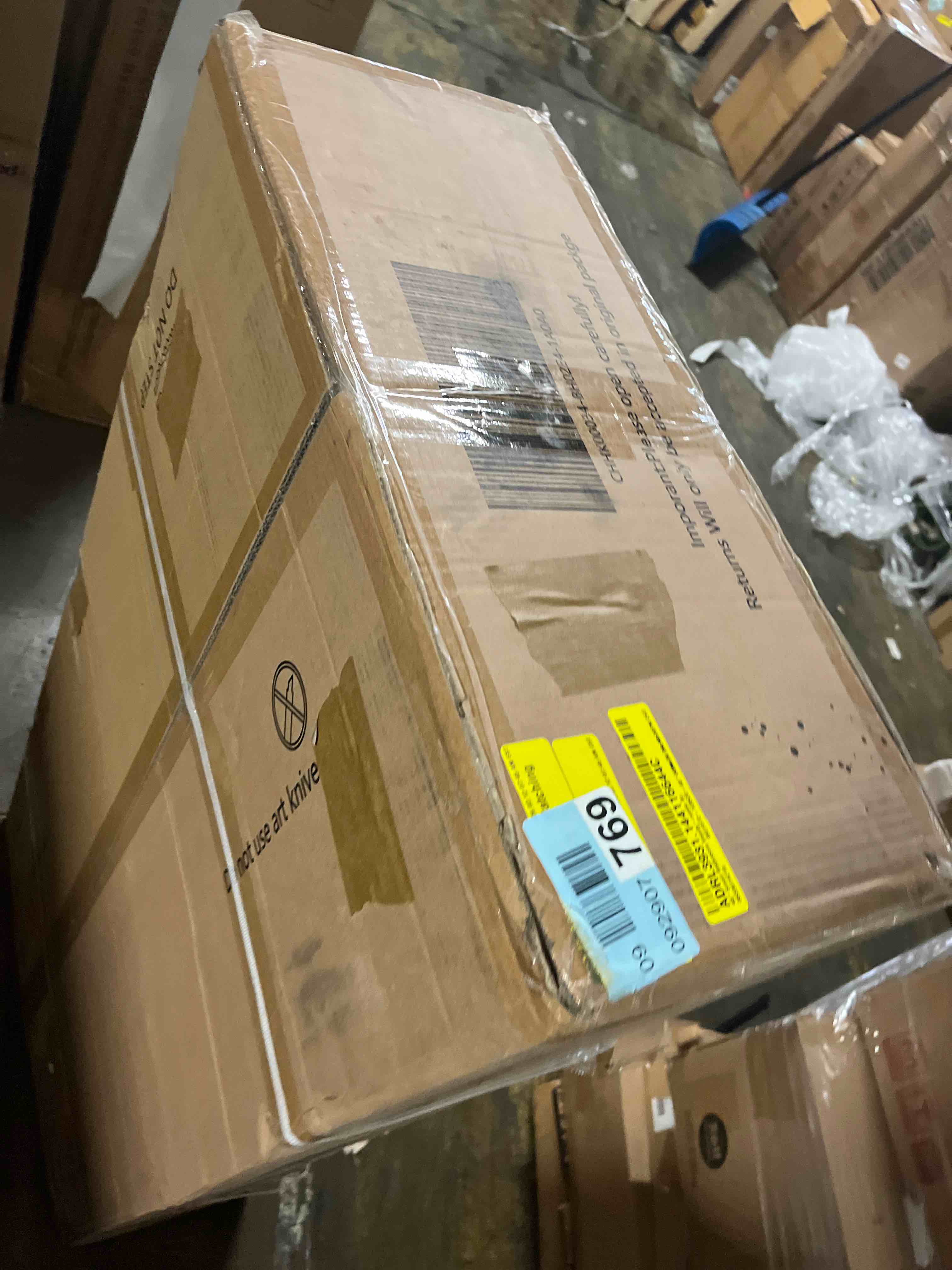 Condition photo showing As Is for 48" Small Bathroom Vanity - rustic Brown(Incomplete)