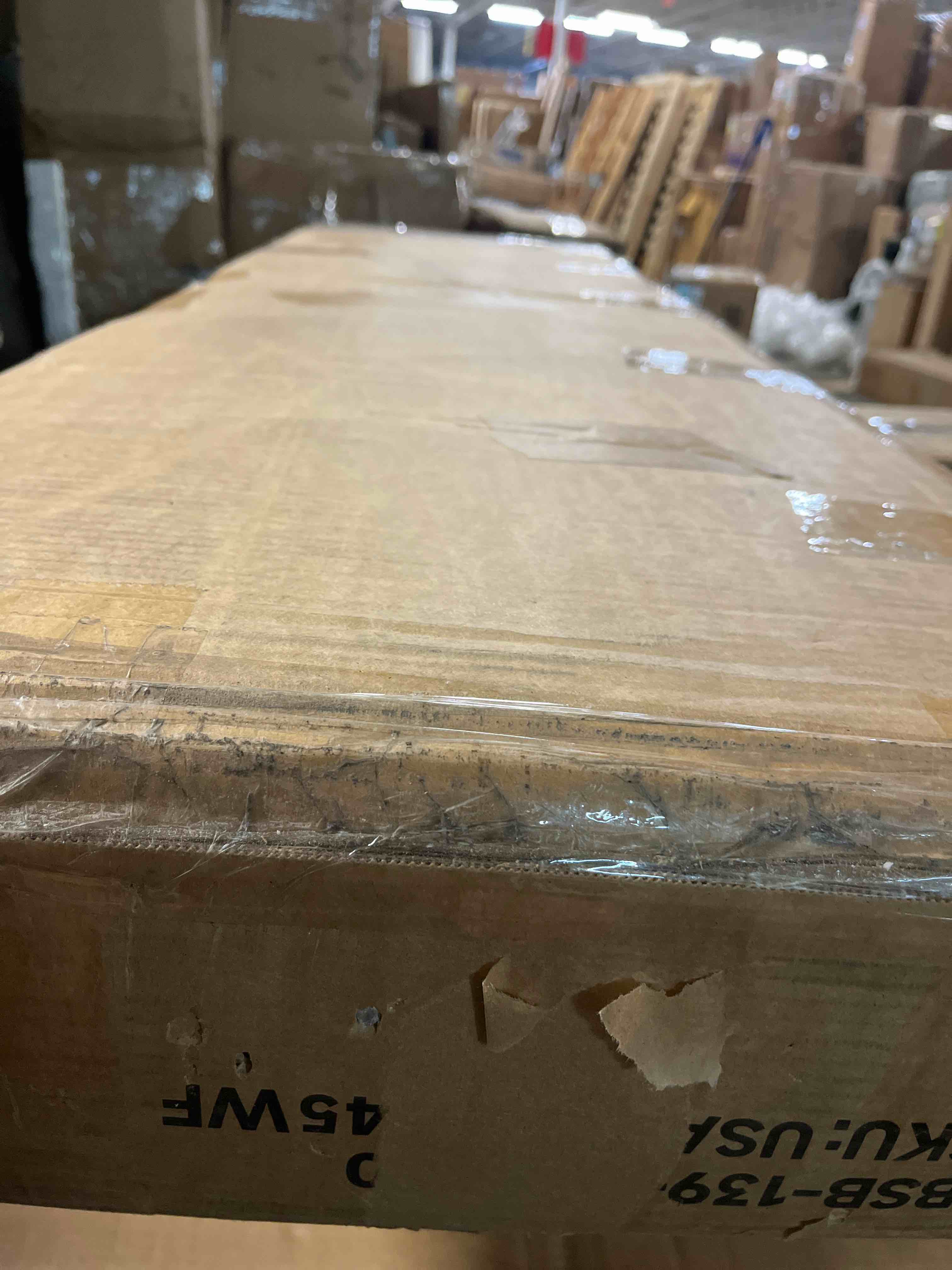 Condition photo showing As Is for 63" Sideboard Buffet Cabinet With Storage, Tambour Sliding Door(MISSING HARDWARE)