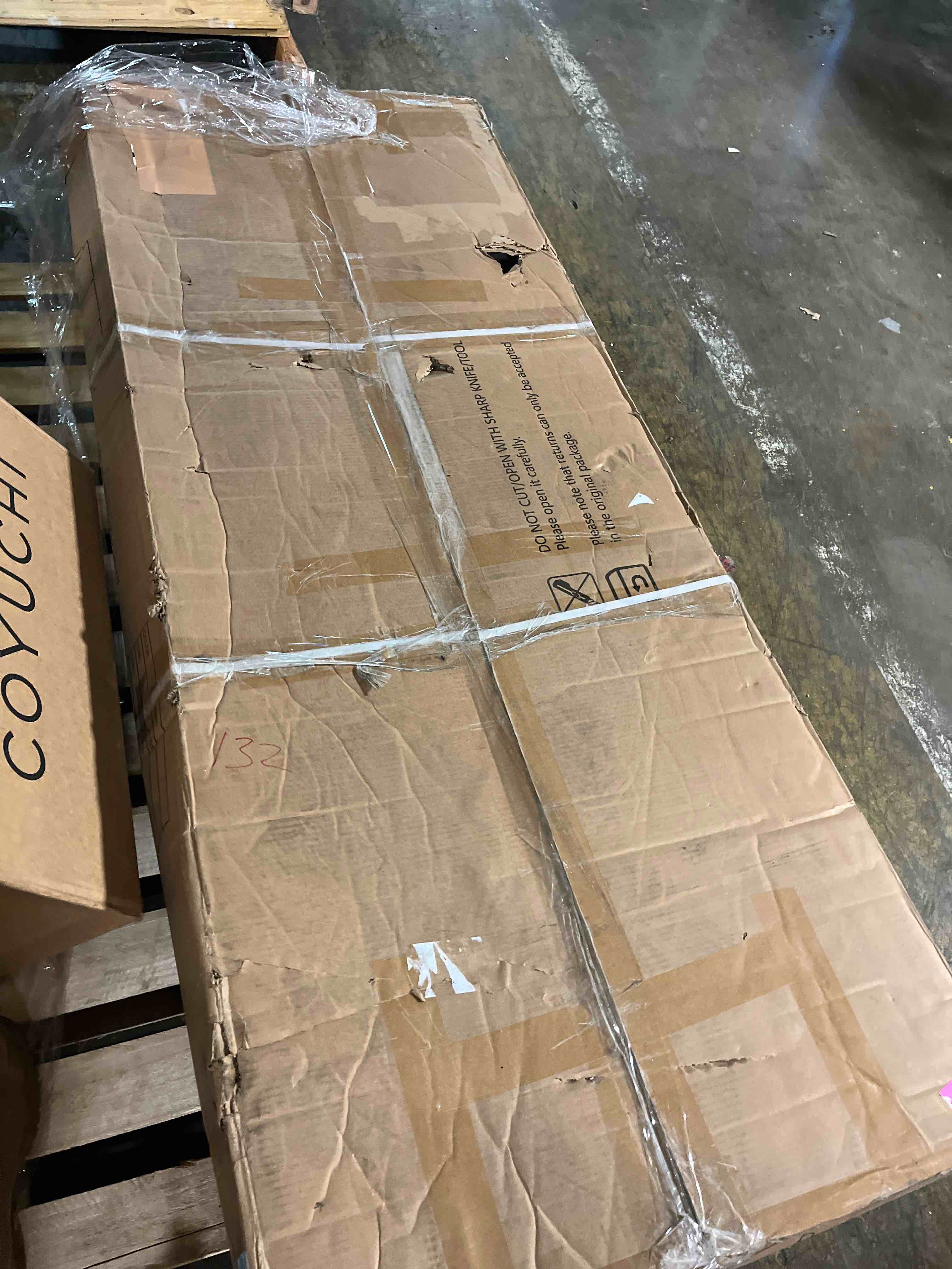 Condition photo showing As Is for Azleigh 80.31"  Faux Leather Square Arm Sofa(Incomplete)