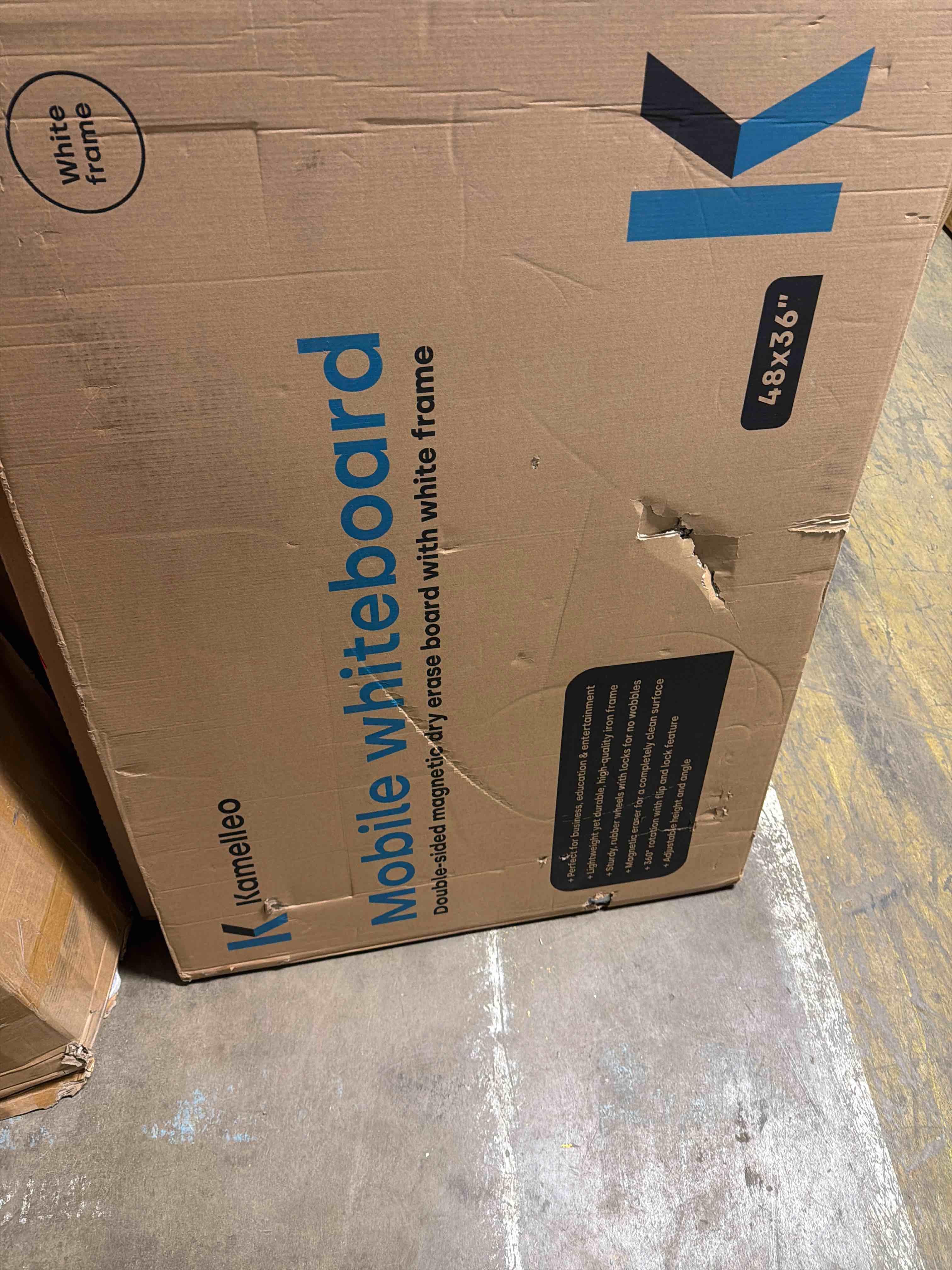 Condition photo showing New/Like New for Rolling Dry Erase Board 48 x 36 - Large Portable Magnetic Whiteboard with Stand - Double Sided Easel Style Whiteboard with Wheels - Mobile Standing White Board for Office, Classroom & Home Pearl White 48x36