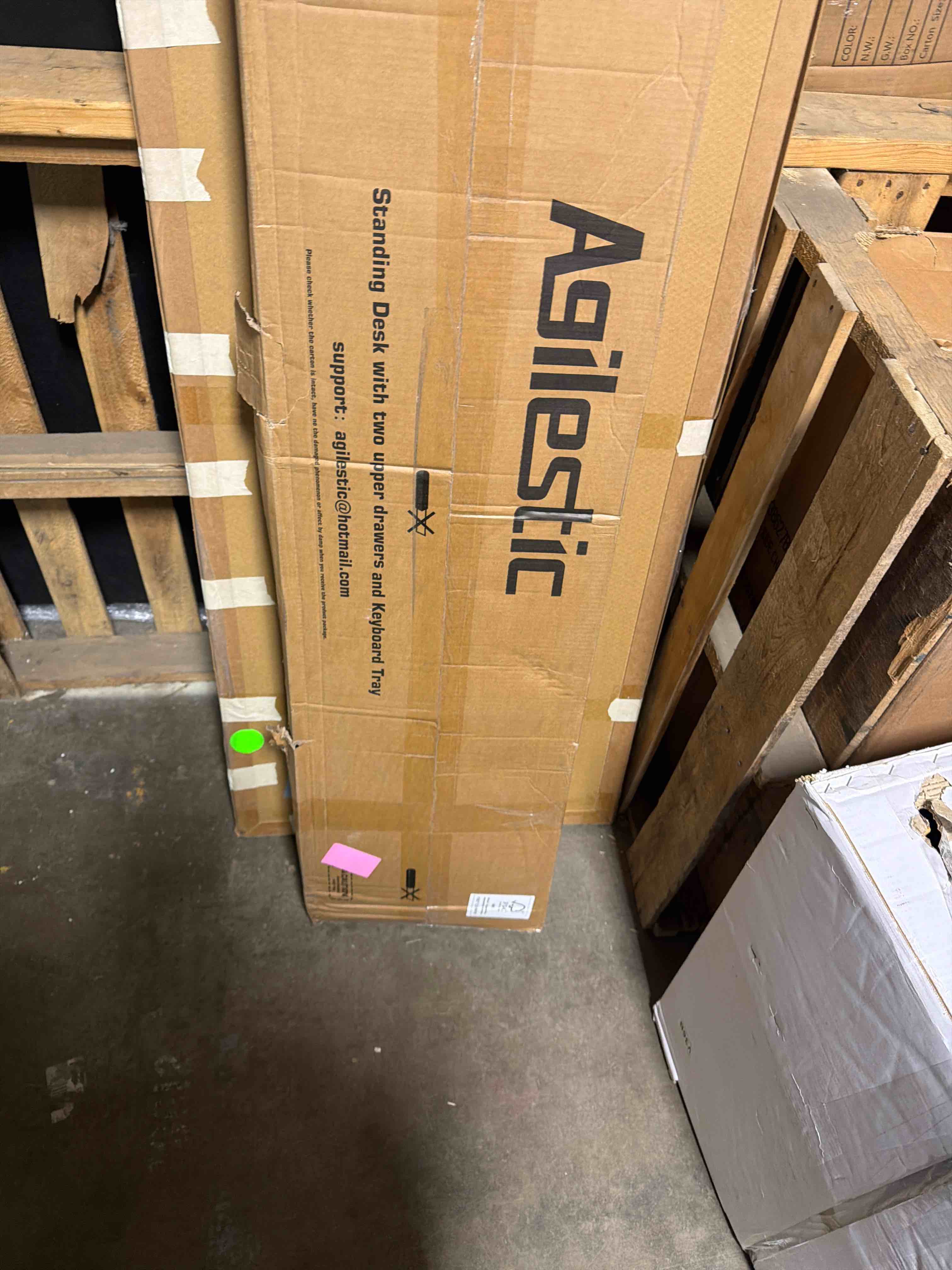 Condition photo showing New/Like New for Agilestic Electric Standing Desk with 2 Drawers and Keyboard Tray, 63 x 24 Inches Ergonomic Adjustable Height Desk with Storage, Sit Stand up Desk Computer Workstation, Rustic Brown Rustic Brown 63 x 24 Inches with keyboard tray