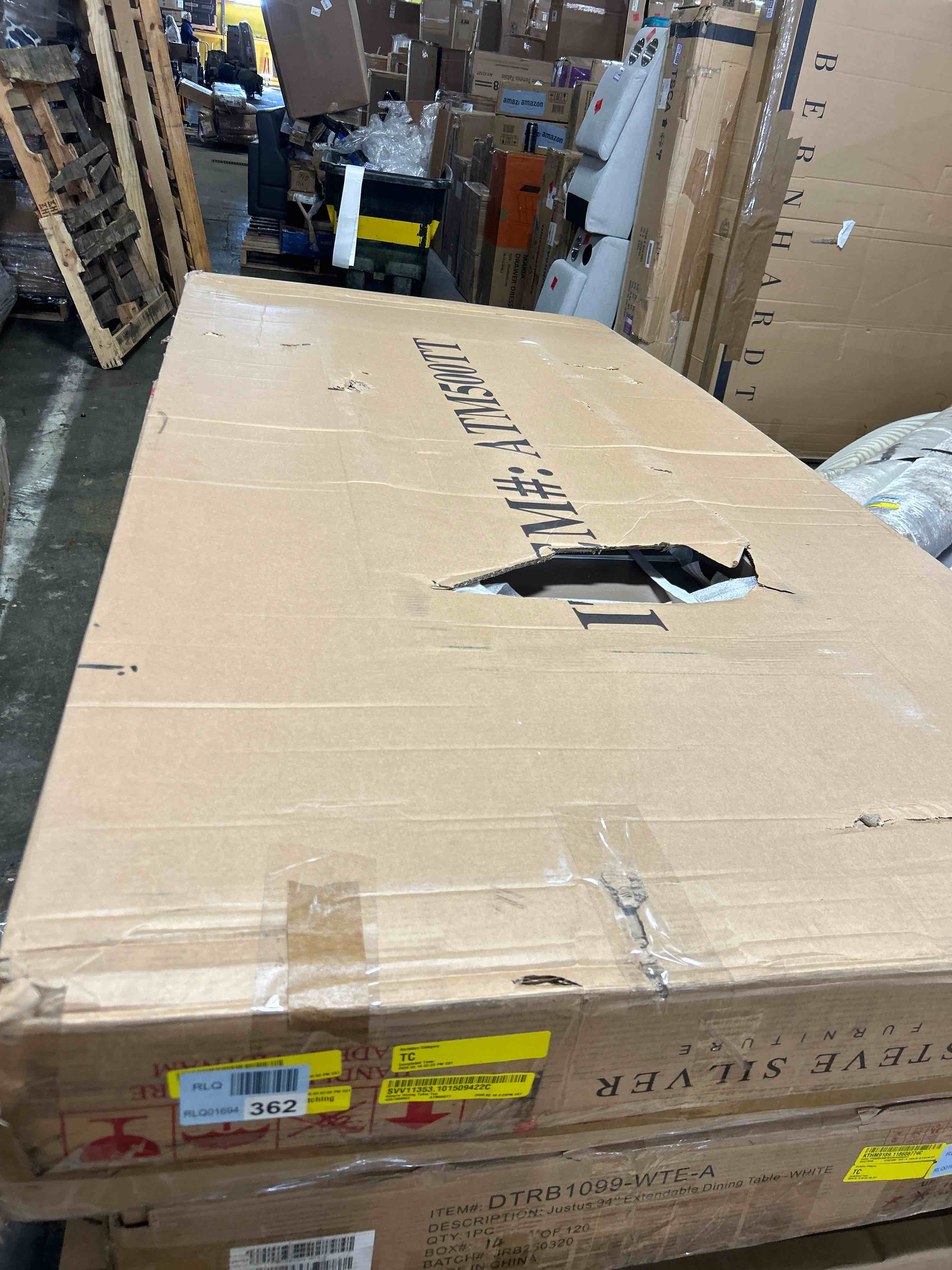 Condition photo showing As Is for Steve Silver Atmore 80-96" Rectangular Dining Table in Dark Driftwood(Table top only)