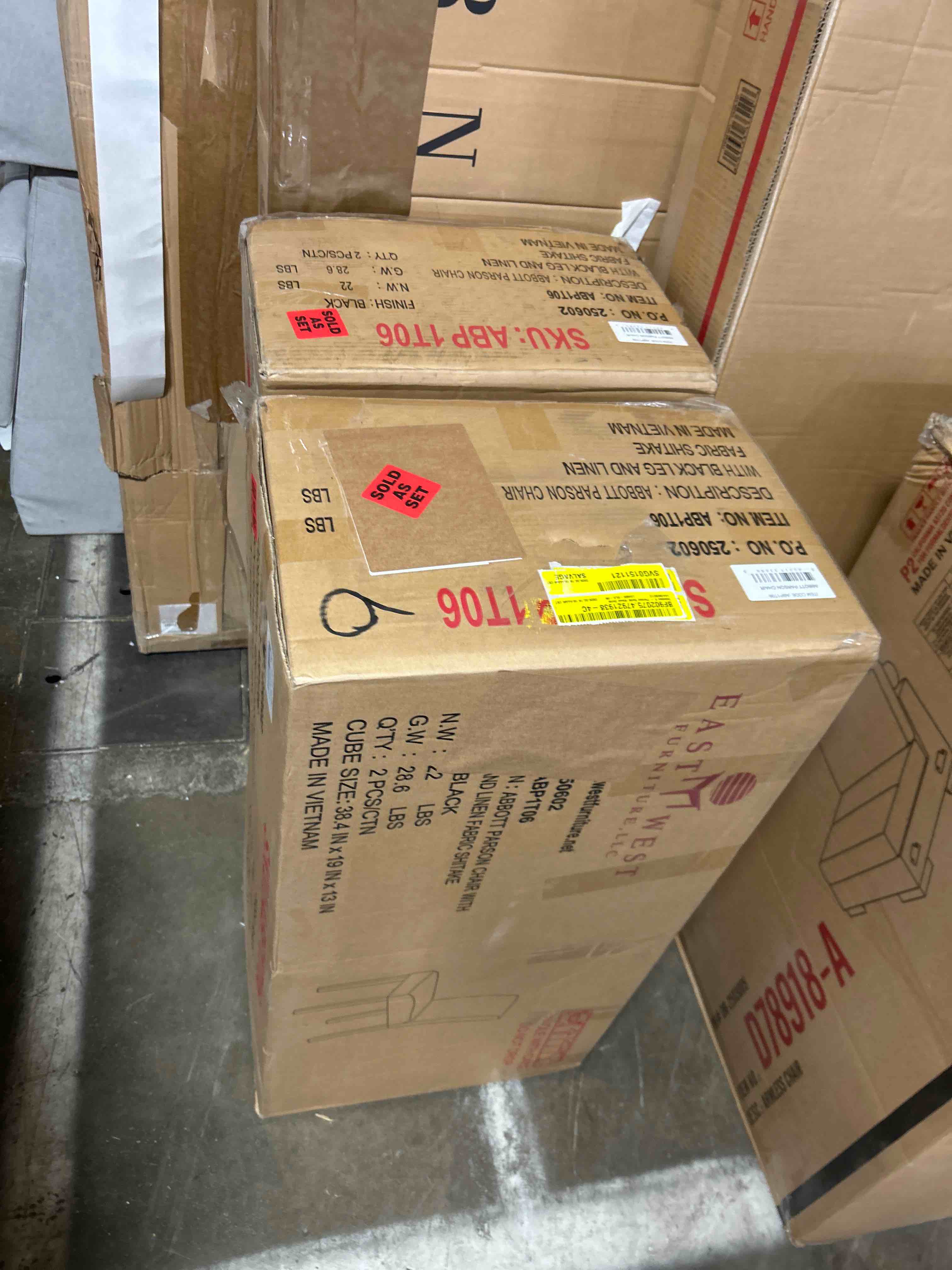 Condition photo showing New/Like New for East West Furniture ABP1T06 Parson Dining Room Shitake Linen Fabric Upholstered Chairs, Set of 2, Black