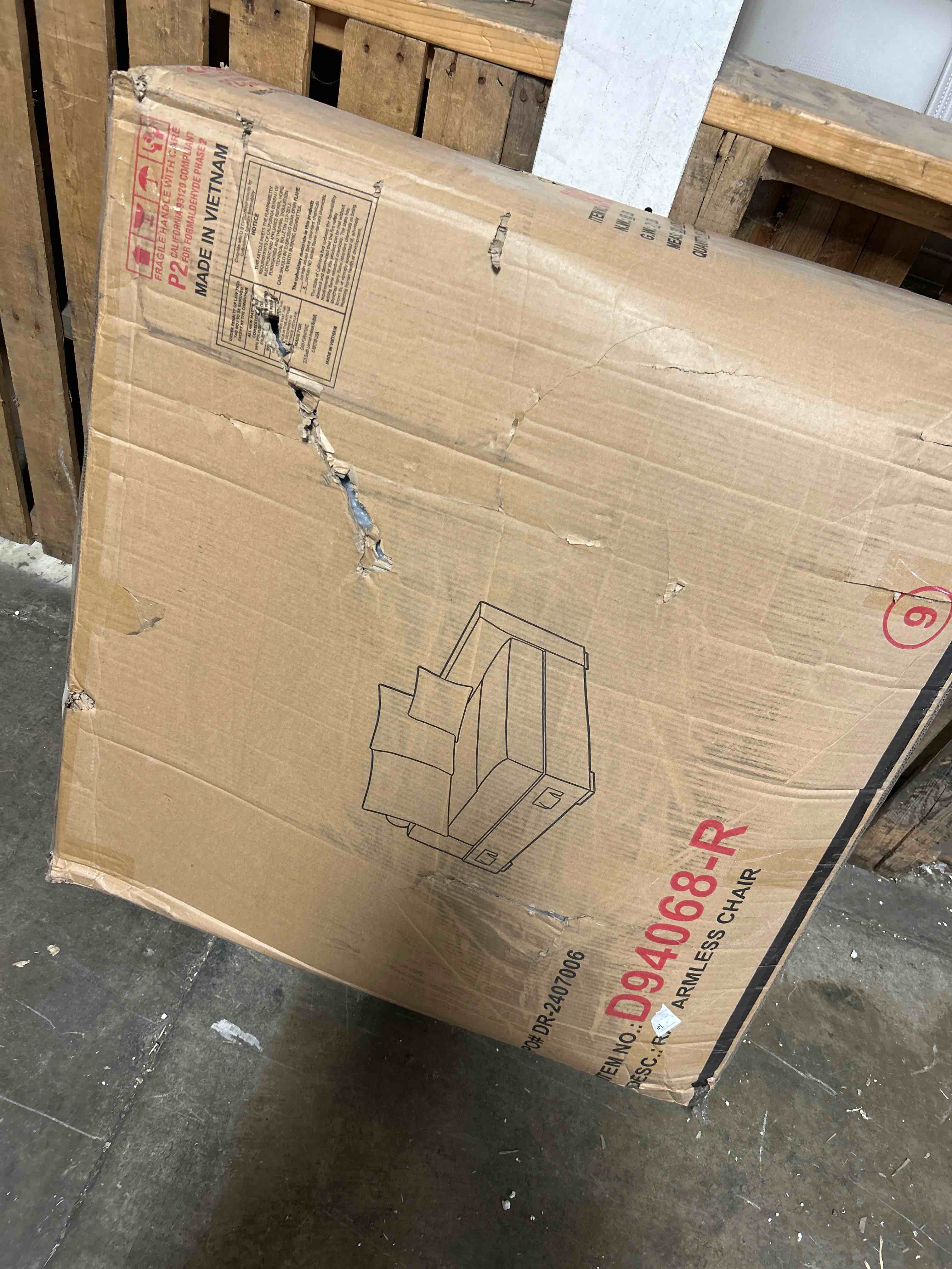 Condition photo showing As Is for 114'' V-Shaped Sectional Cloud Couch with Ottoman, 7-Seater Modular Couches for Living Room, Corduroy Oversized Deep Seat Sofa with Center Stitched, Beige(corner pice only)