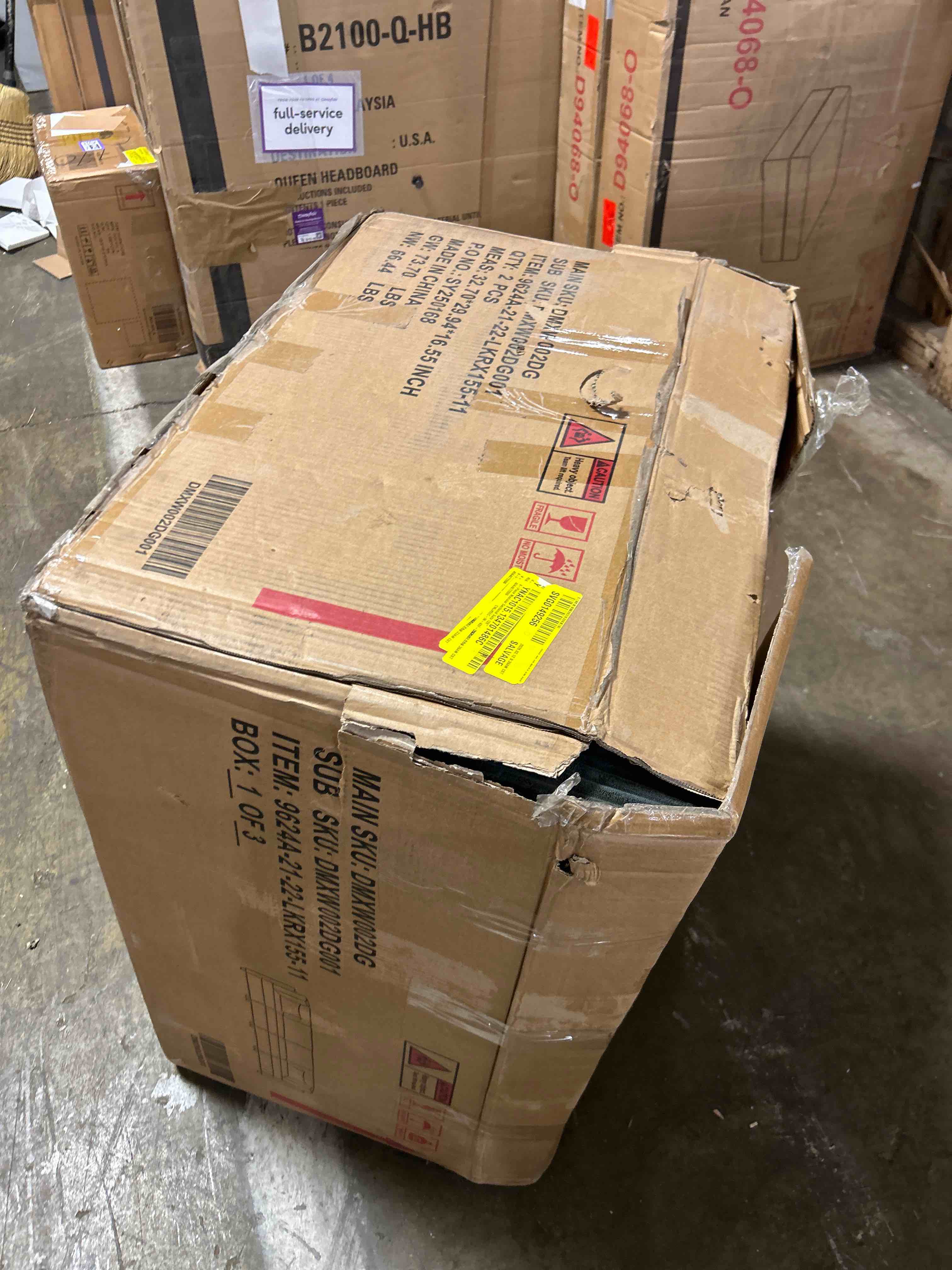 Condition photo showing As Is for 126" Modular Sectional Sofa, Convertible L-Shaped Couch with Cup Holders and Charging Station, 4-Seater Comfy Cloud Couches with Movable Ottoman and 4 Waist Pillows, Army Green(Ottoman only)