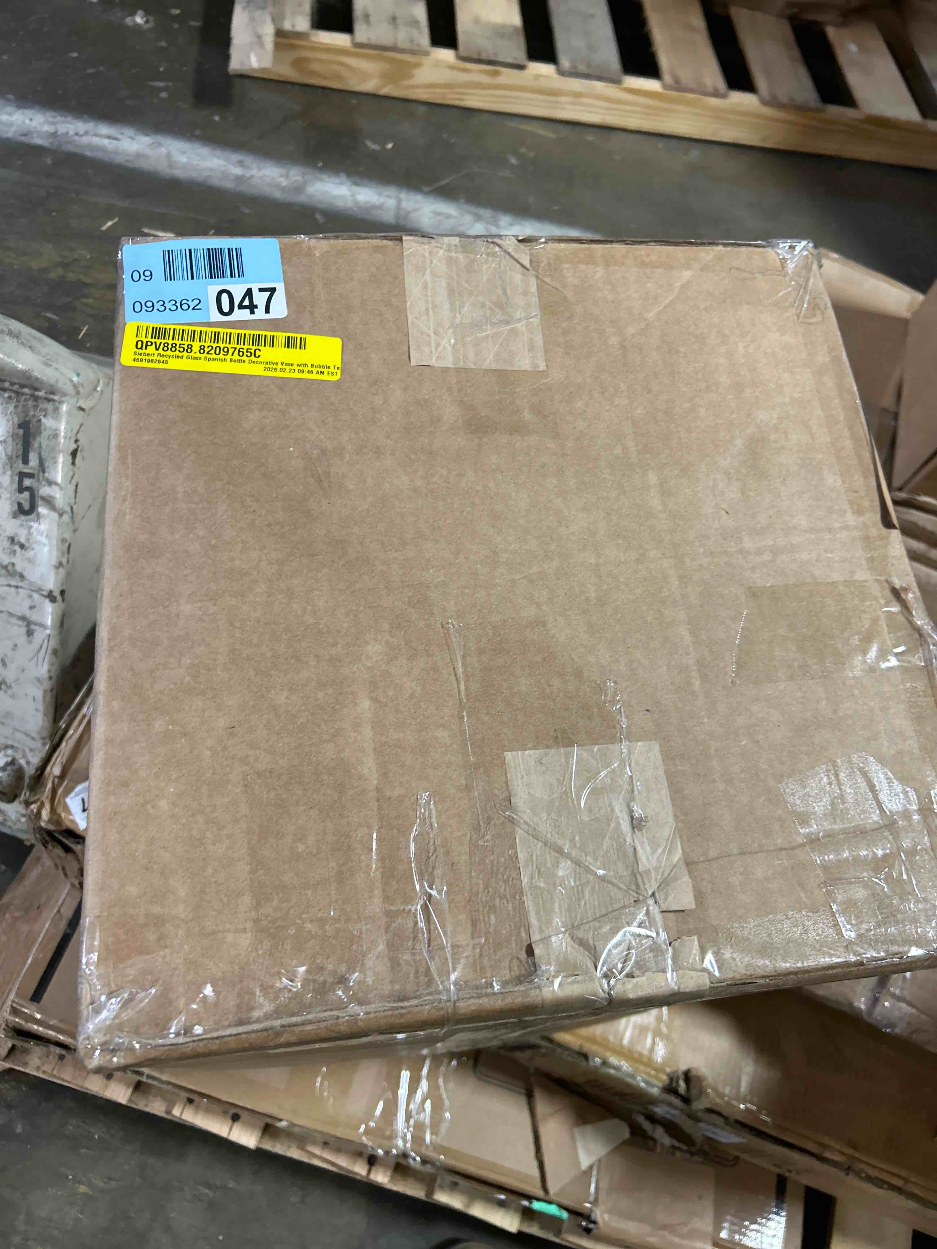 Condition photo showing New/Like New for Siebert Recycled Glass Spanish Bottle Decorative Vase with Bubble Texture