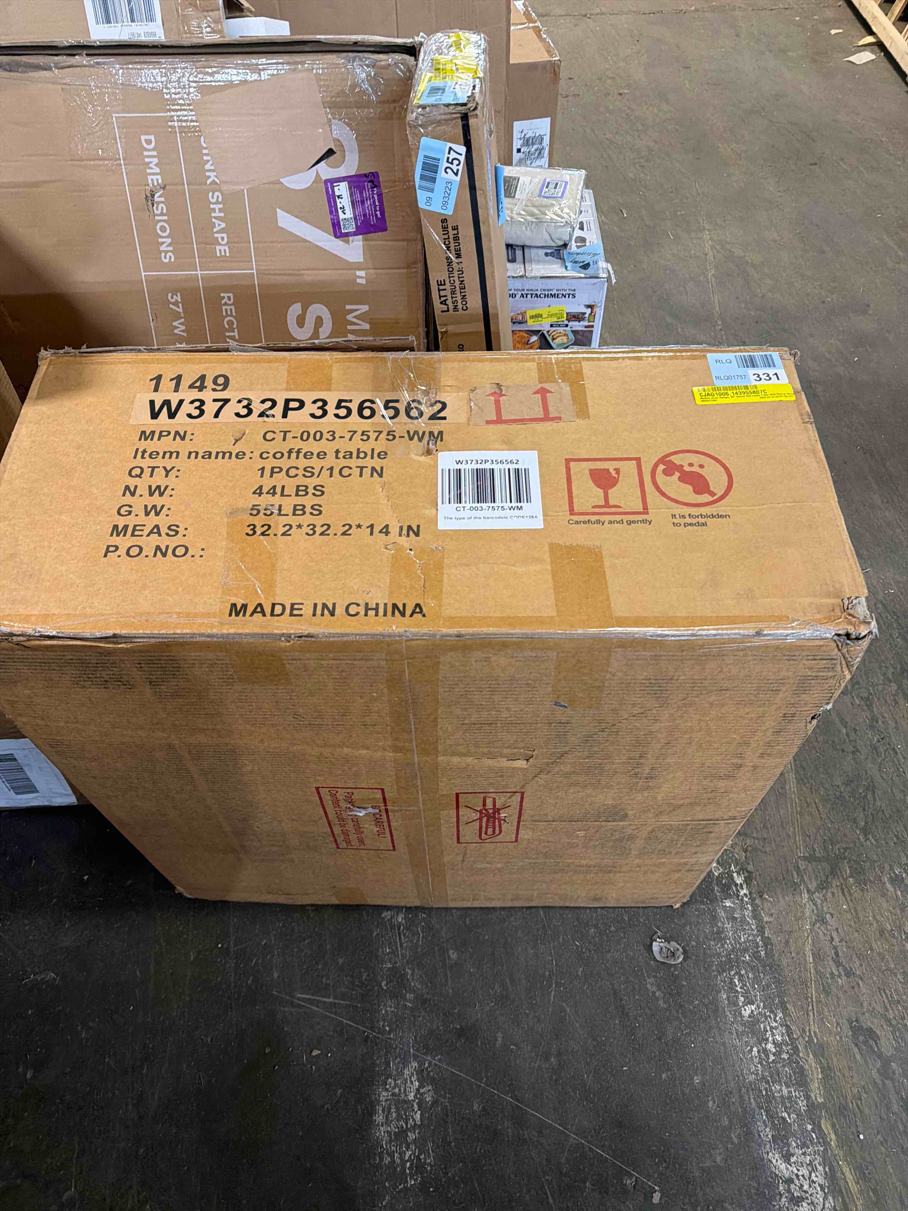 Condition photo showing New/Like New for Walnut Wood Grain Pattern Round Coffee Table With 2 Storage For Living Room