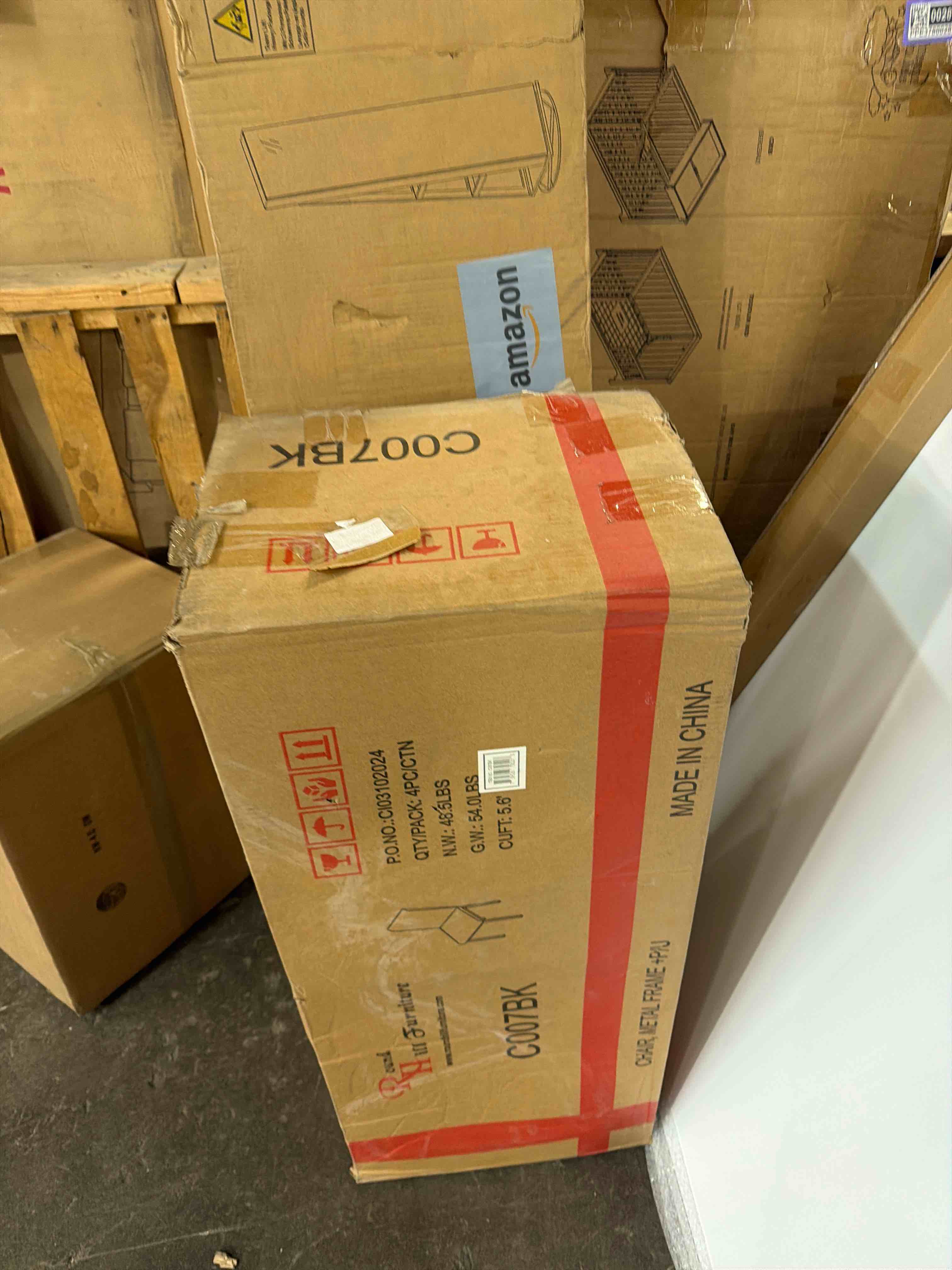 Condition photo showing New/Like New for Roundhill Furniture Noyes Faux Leather Metal Frame Dining Chair, Set of 4, Black