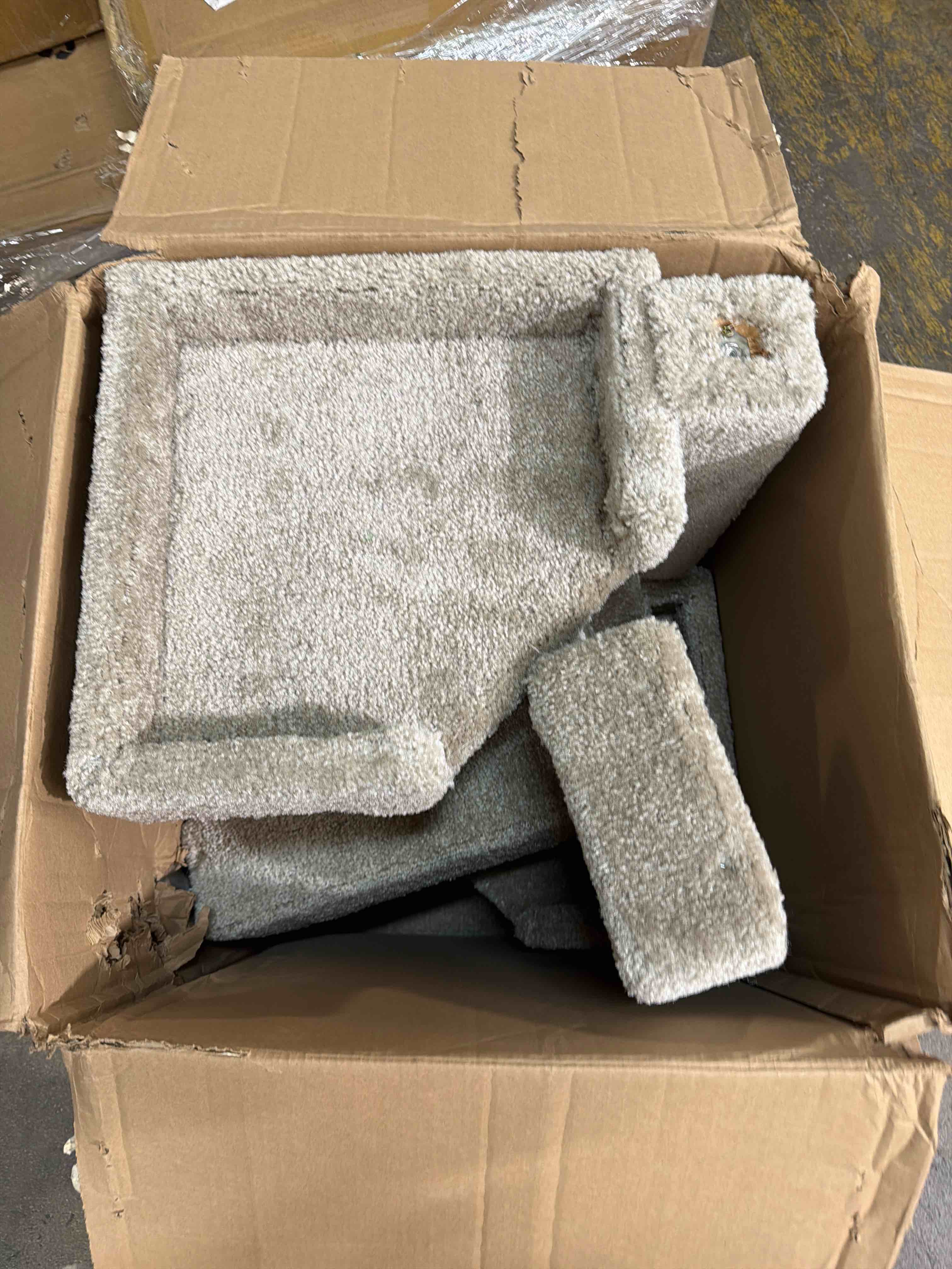 Condition photo showing As Is for Large Cat Tree 66 Inch, Multi-Level Tall Cat Tree Tower with Condo, Perches, Sisal Scratching Posts and Hammock, Pet Play House with Dangling Balls for Indoor Cats, Beige