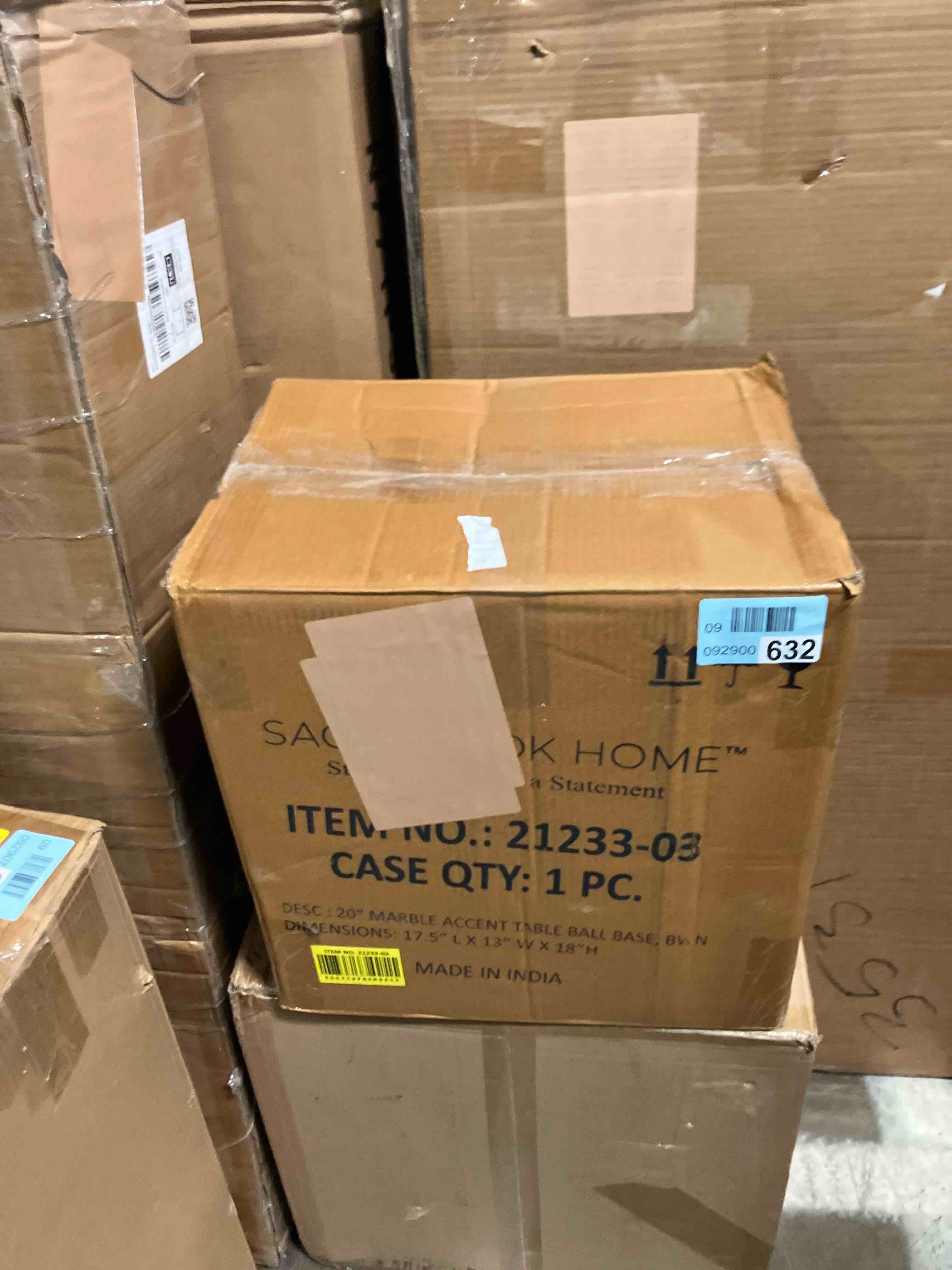 Condition photo showing New/Like New for 15 in. Brown Round Marble Accent Table