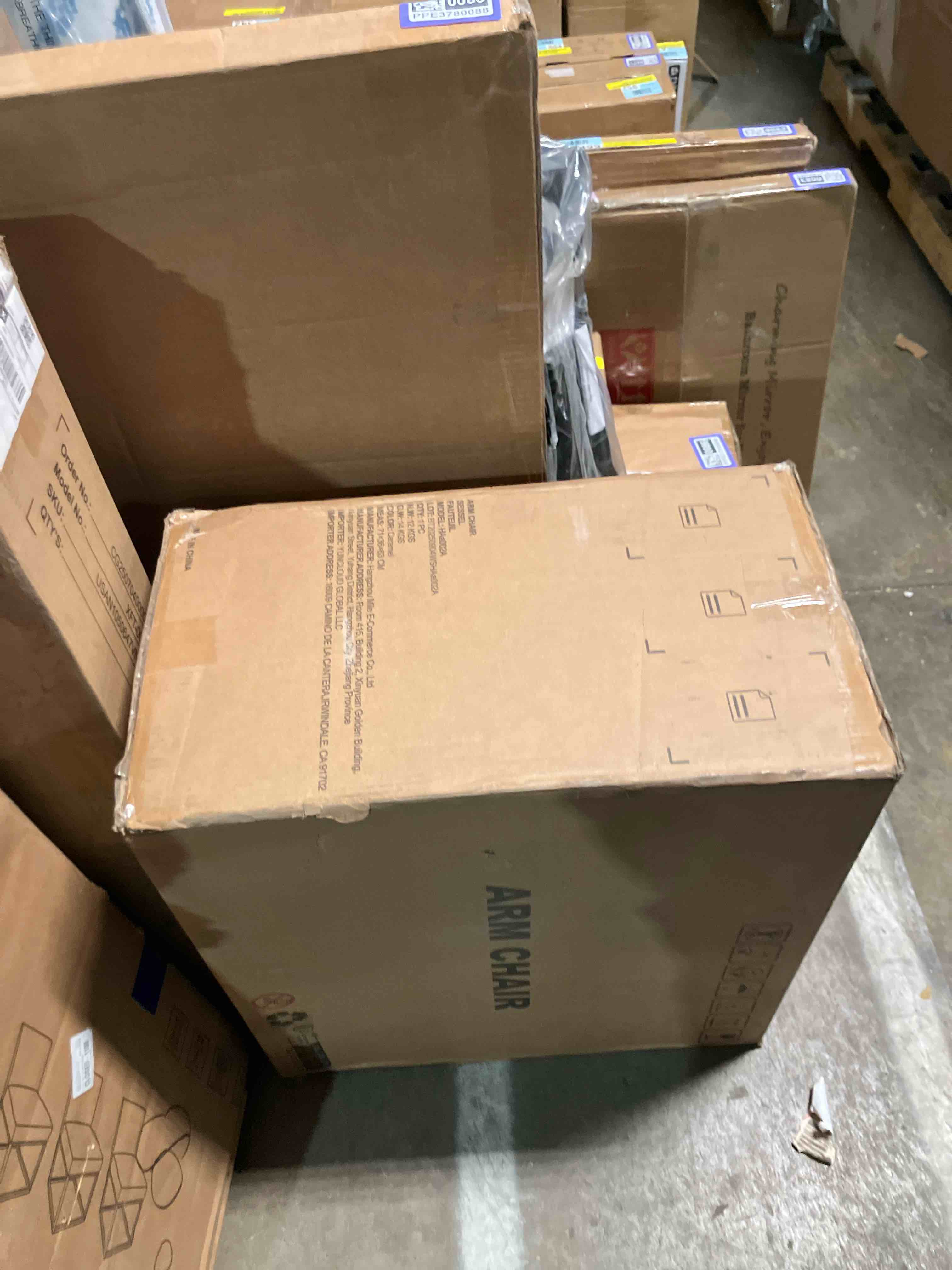 Condition photo showing New/Like New for 25.78" Wide Mid Century Faux Leather Accent Chair with an Extra Pillow