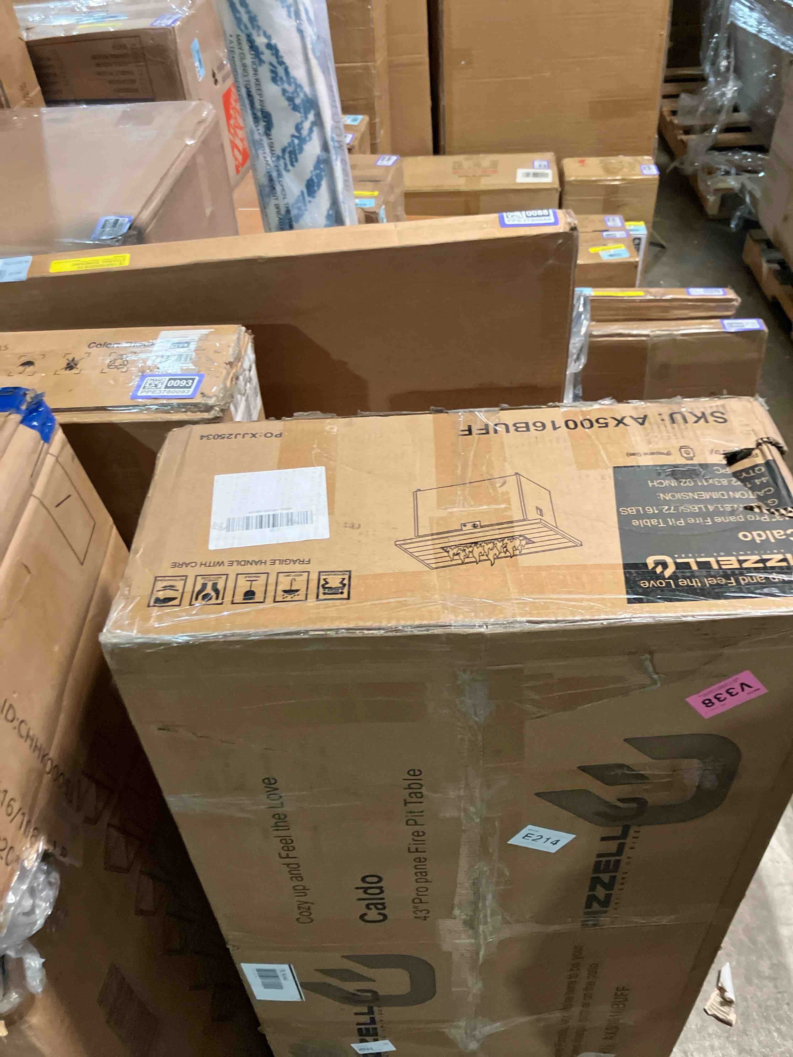 Condition photo showing New/Like New for 43" Fire Pit Table Propane Outdoor Fireplace with Lava Rocks, Rain Cover ,Removable Lid, 2 Cup Holders,for Patio Garden with 60,000 BTU Output