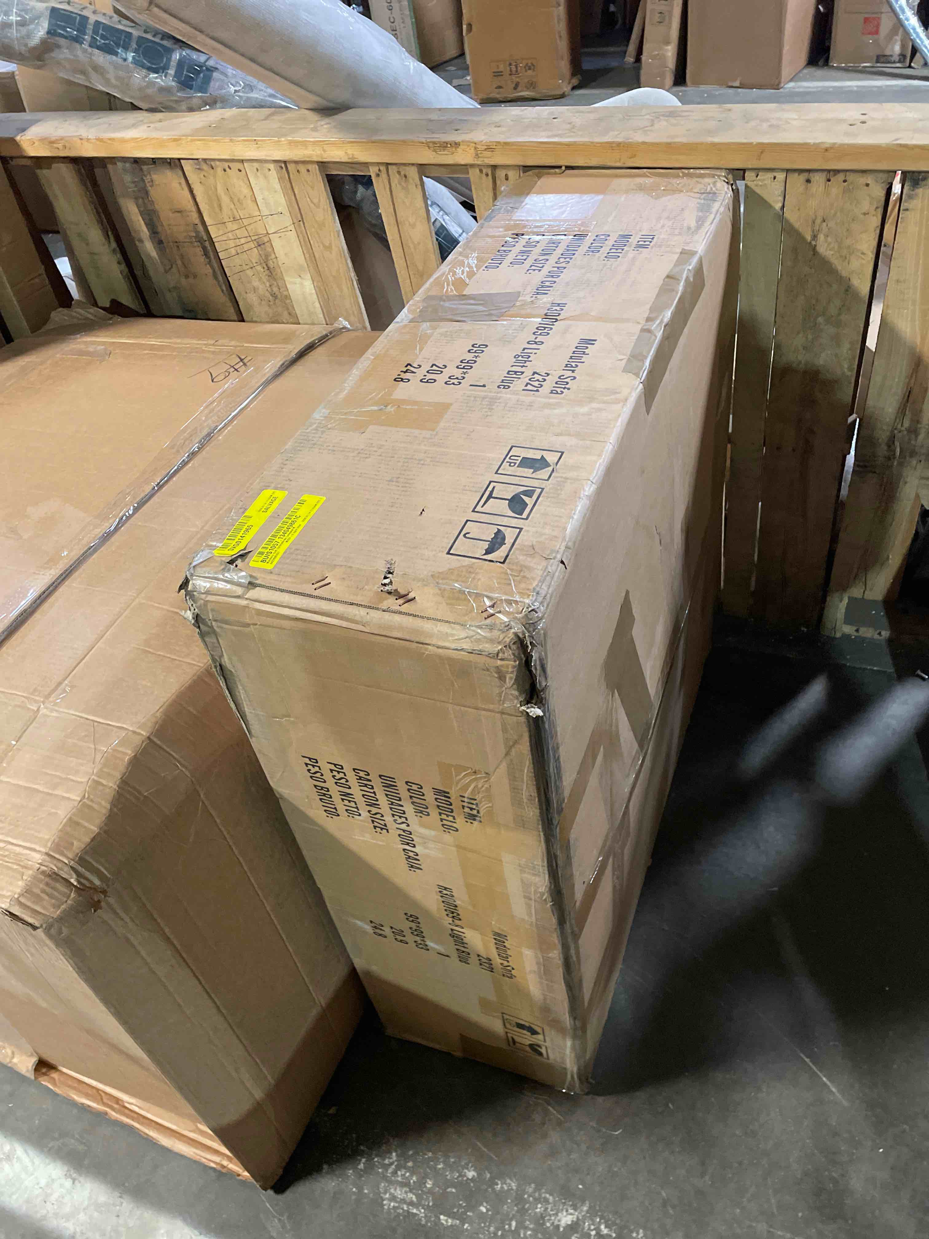 Condition photo showing As Is for Mordern Soft Upholstered Loveseat (Incomplete)