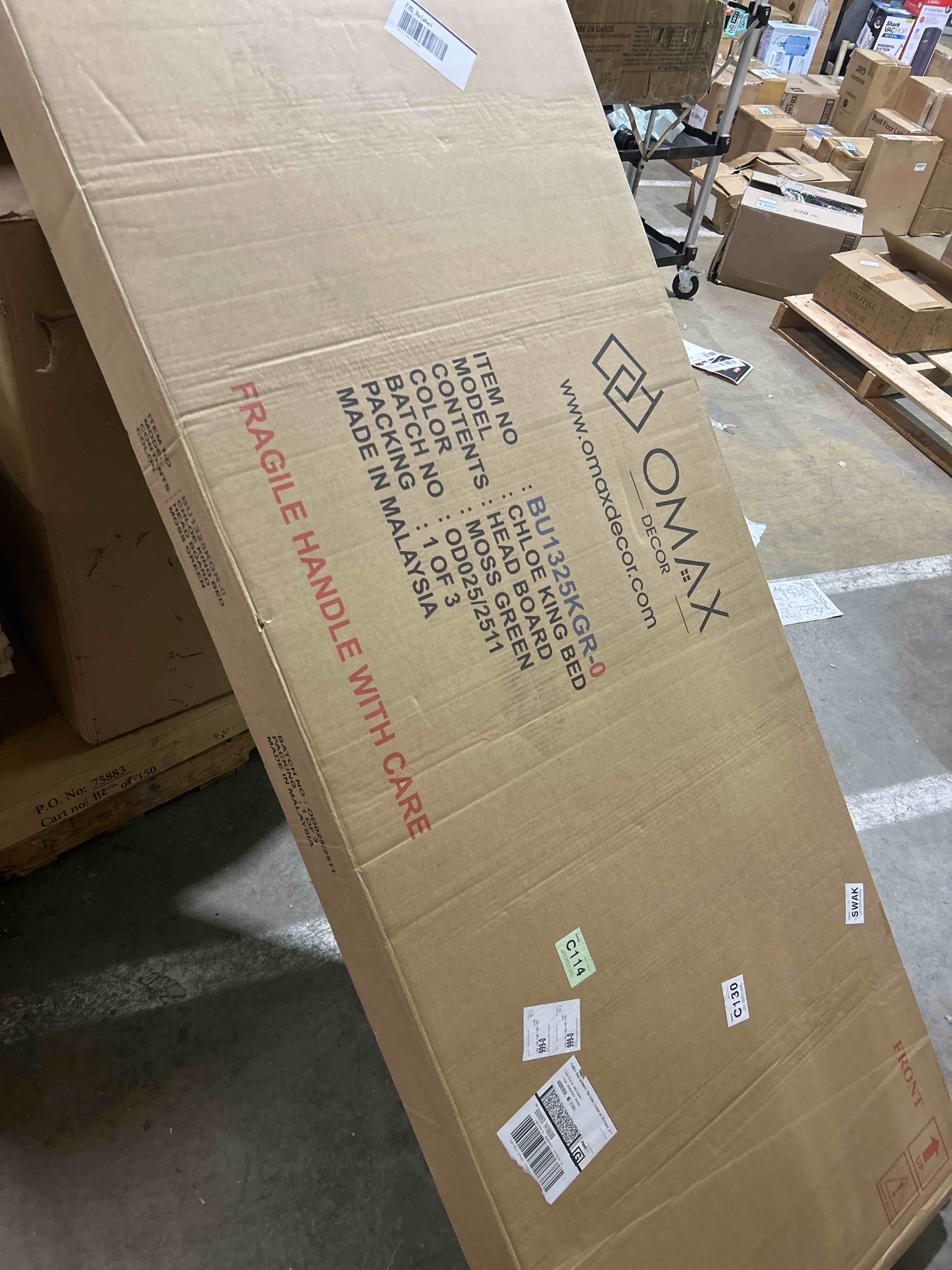 Condition photo showing As Is for Chloe king-headboard moss green 