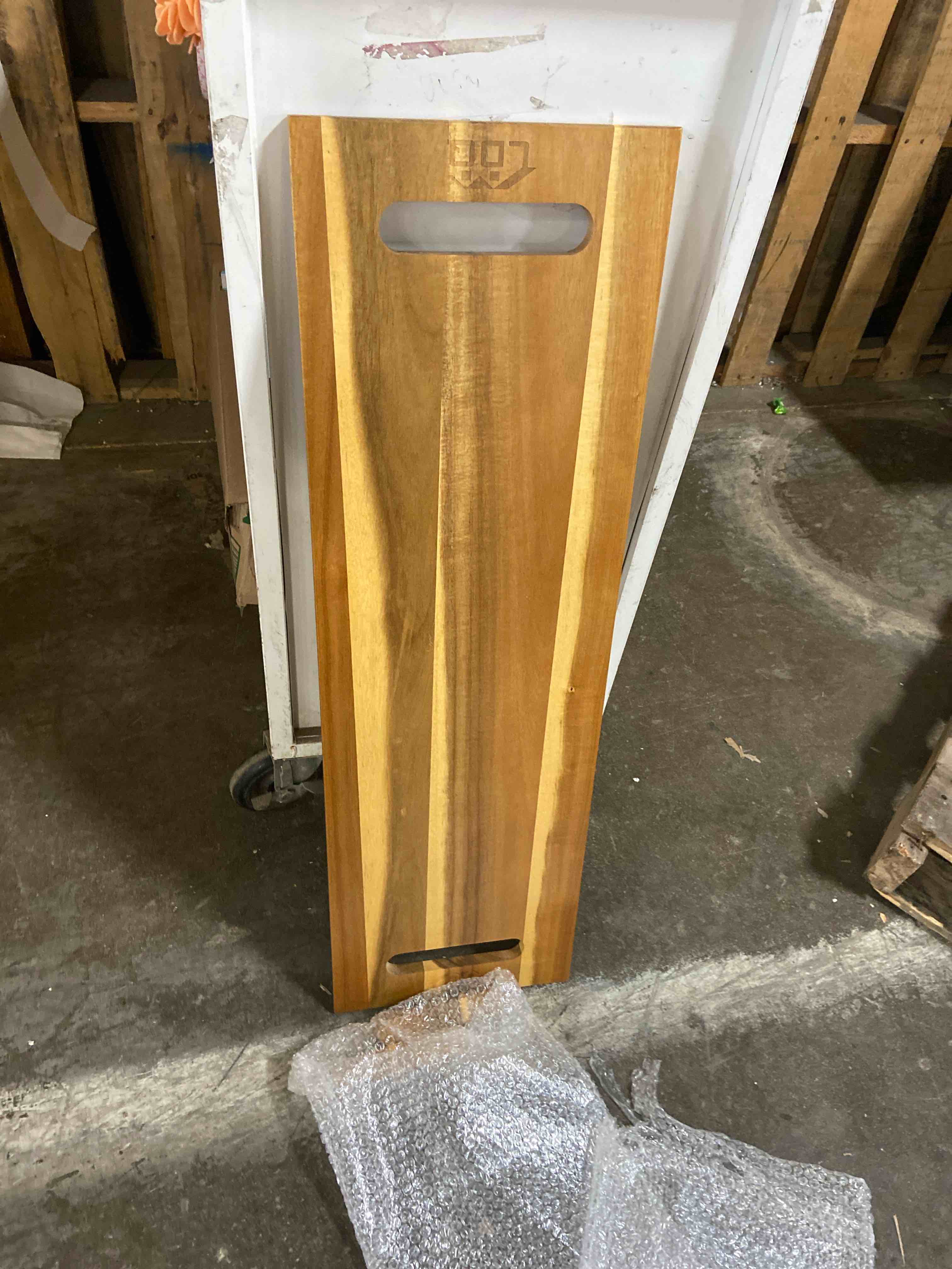 Condition photo showing New/Like New for LDQ 36" Extra Large Charcuterie Board, Acacia Wood Serving Tray for Parties, Long Grazing Platter with Handles for Kitchen Island, Includes 2 Easy-Lift Wooden Risers, 36x11 Inch.