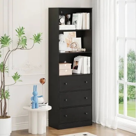 70.9" h x 23.6" w standard bookcase cabinet with 2 open shelves