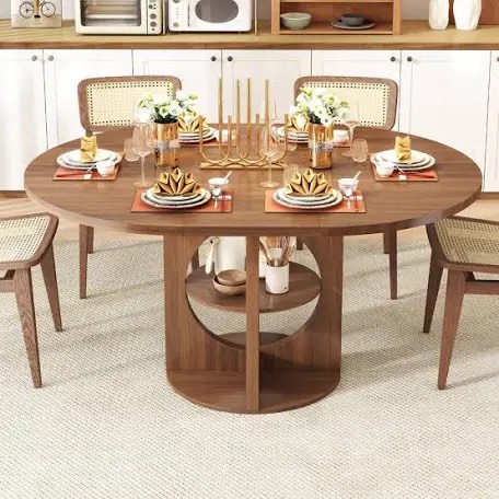 extendable round dining table for 4-6, oval dinner kitchen table(base to table only)