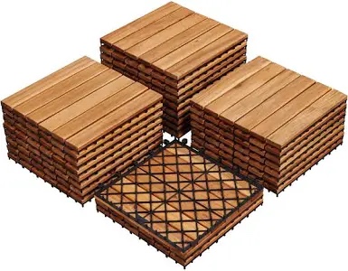 acacia natural wood interlocking deck tiles for indoor and outdoor (set)